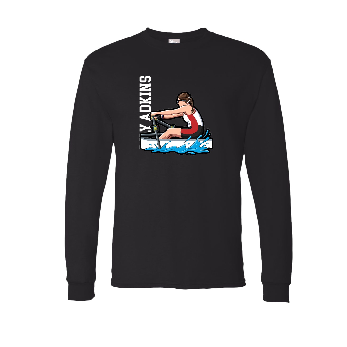 Long Sleeve Tee — Name Vertical in Black