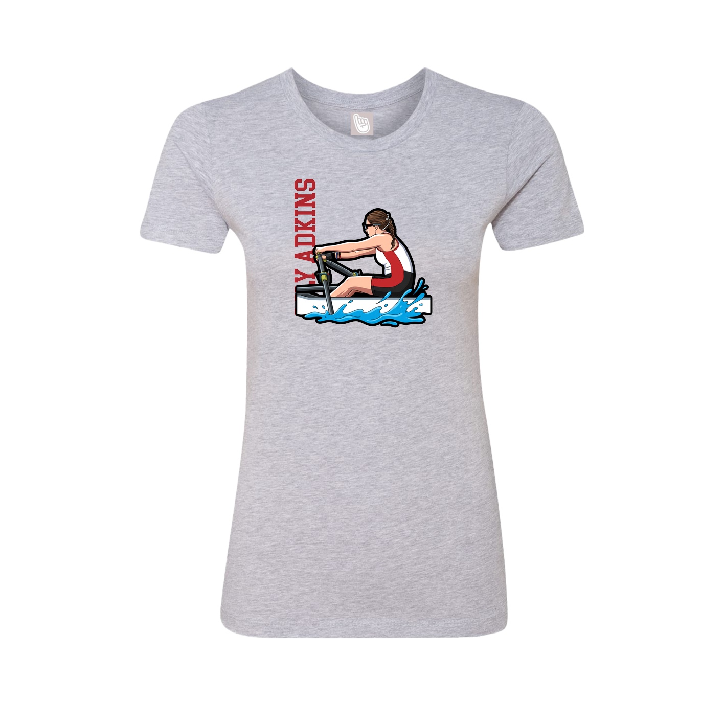 Womens Tee — Name Vertical in Grey