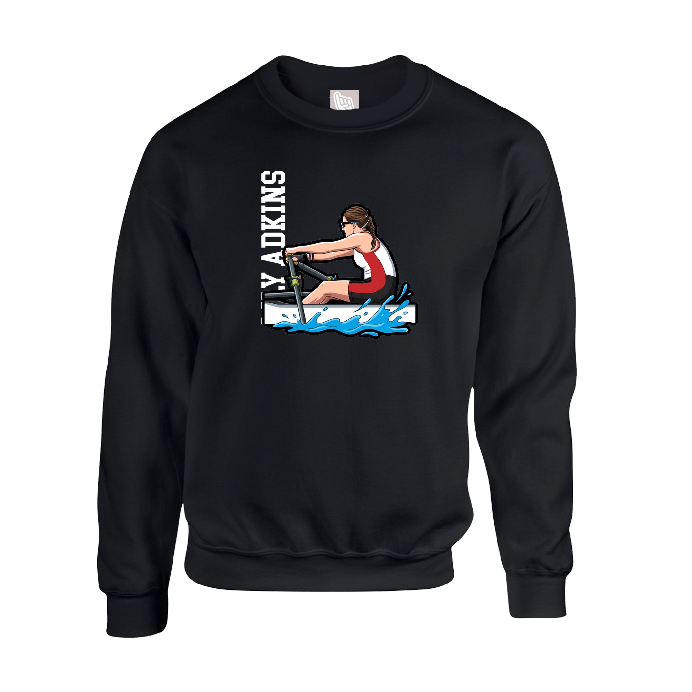 Fleece Crew — Name Vertical in Black