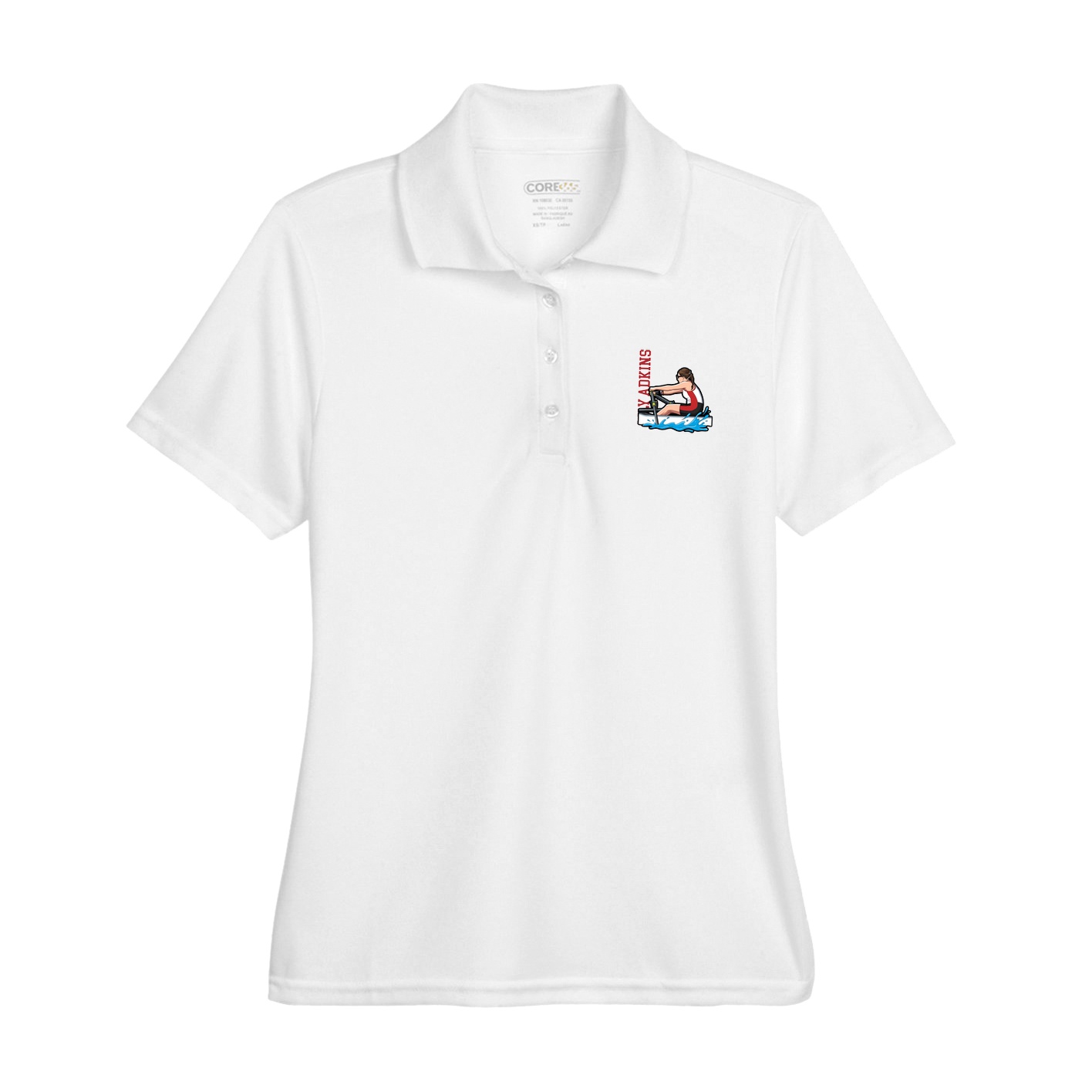 Womens Performance Polo — Name Vertical in White