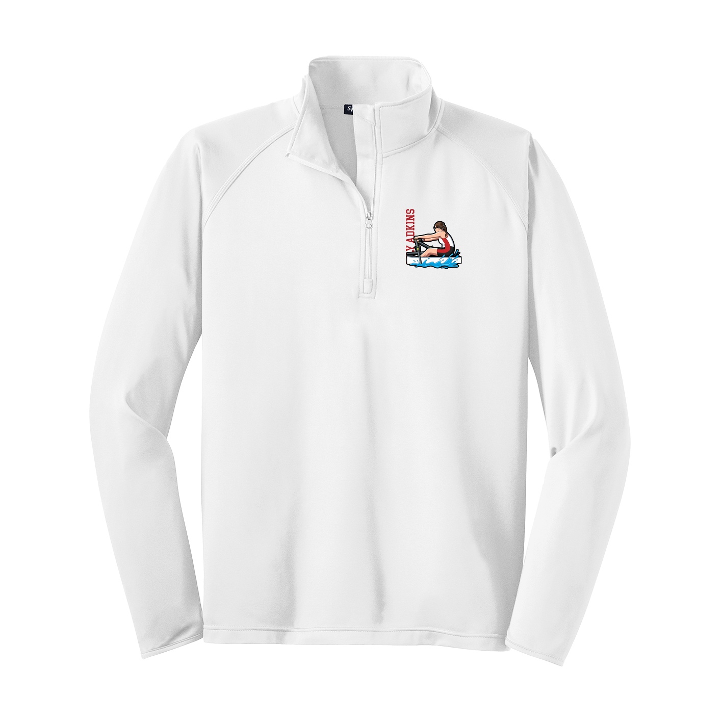 Q-Zip Pullover — Name Vertical in White