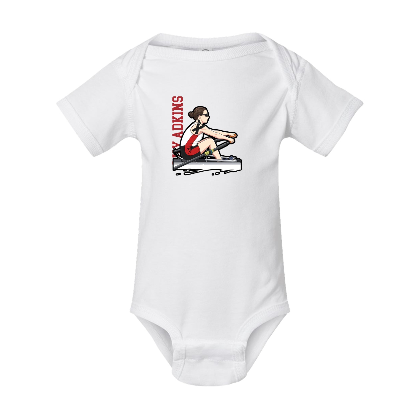 Baby Onesie — Name Vertical in White