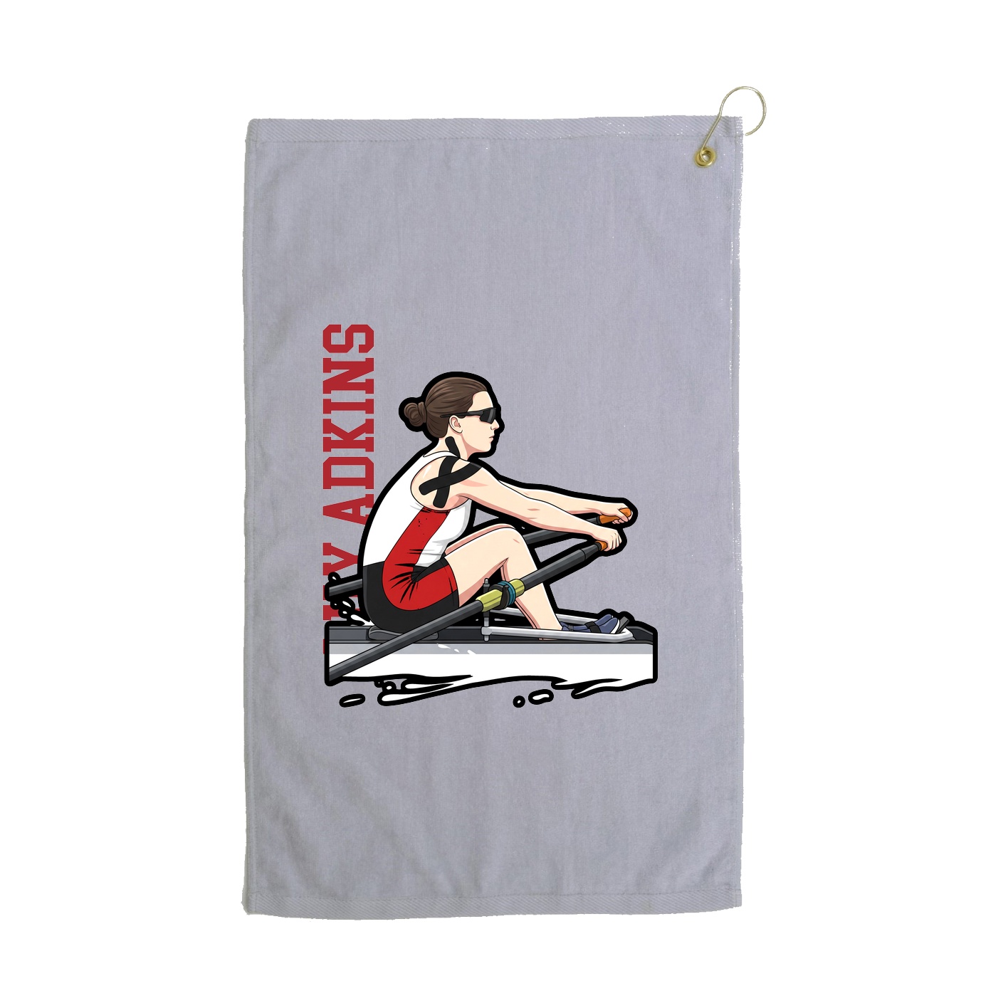 Golf Towel — Name Vertical in Grey