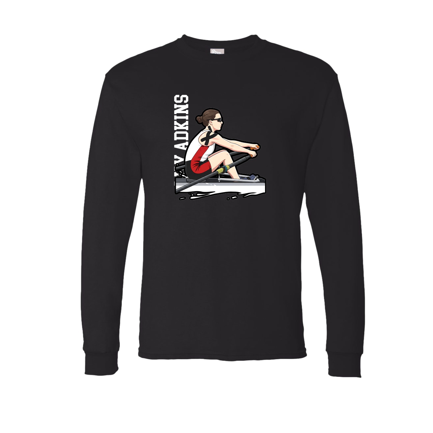 Long Sleeve Tee — Name Vertical in Black