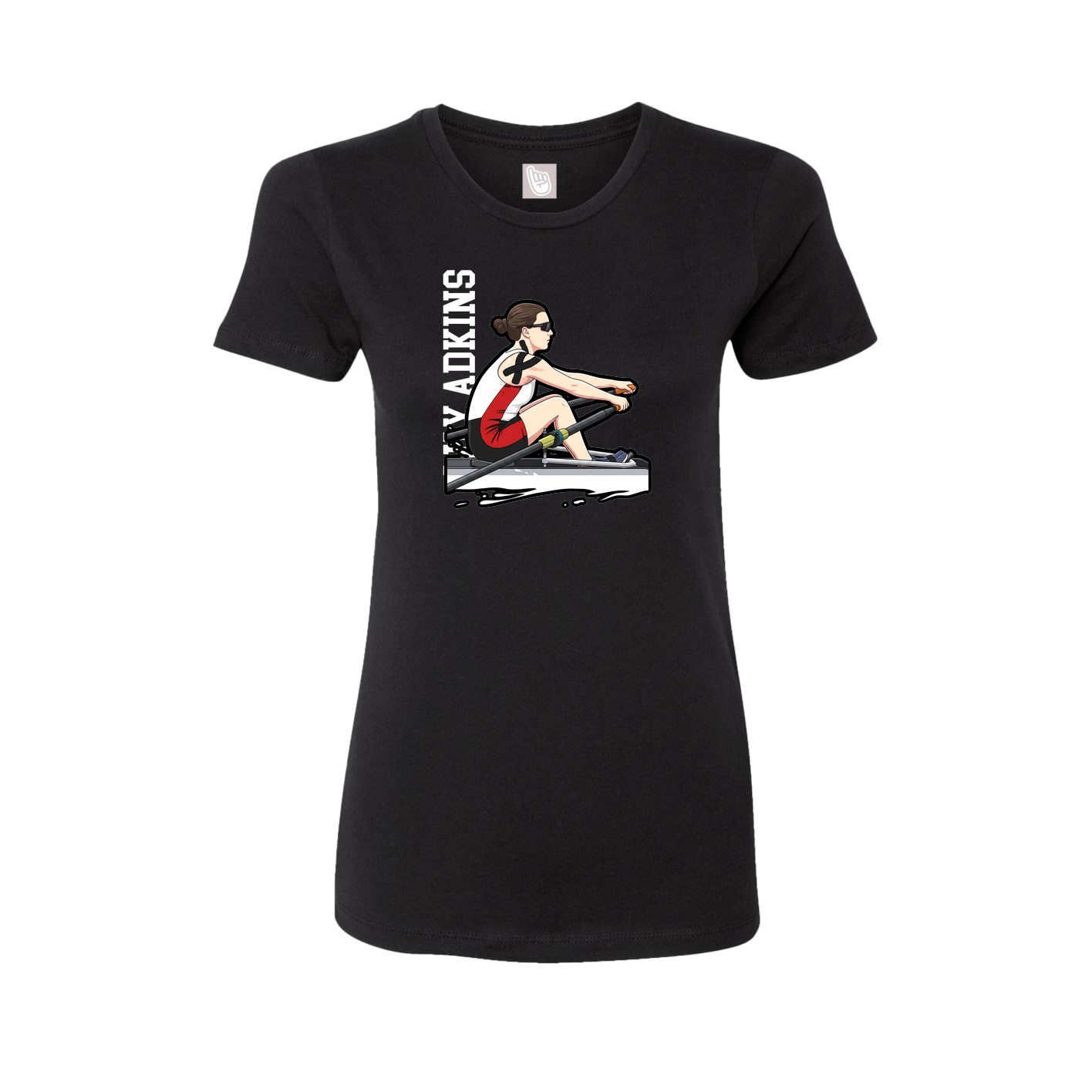 Womens Tee — Name Vertical in Black
