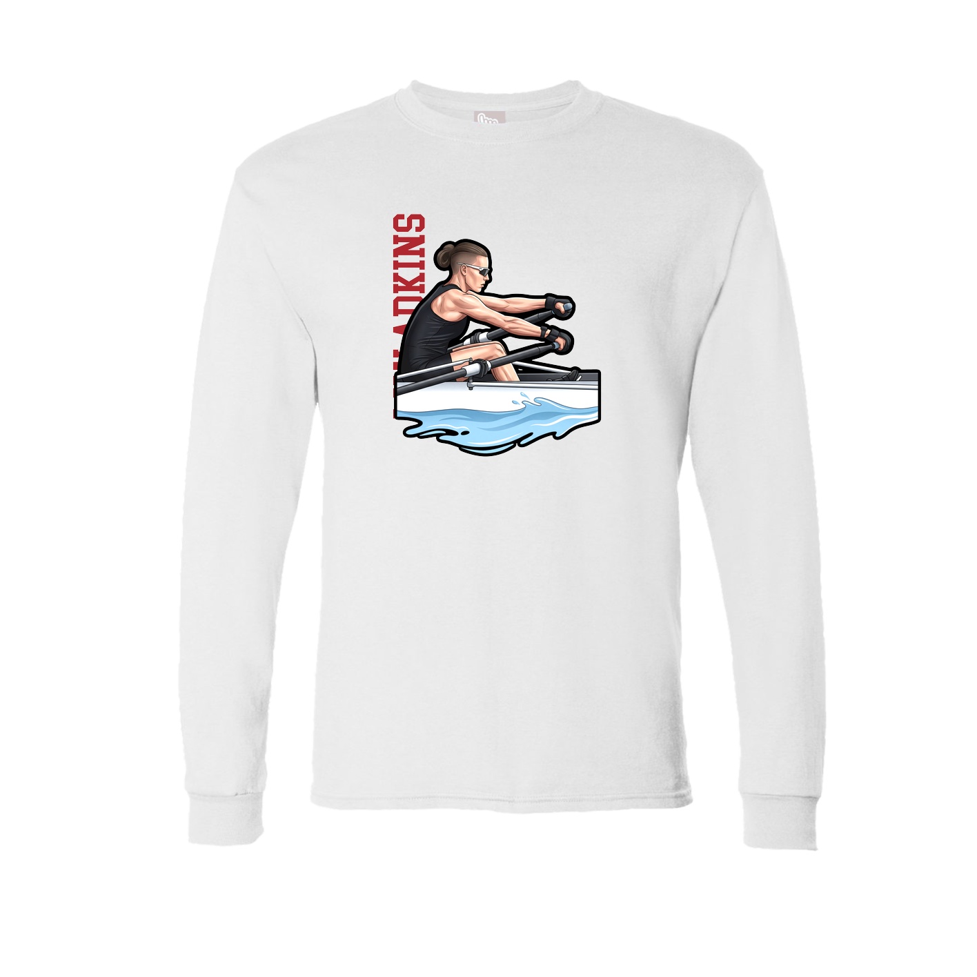 Long Sleeve Tee — Name Vertical in White