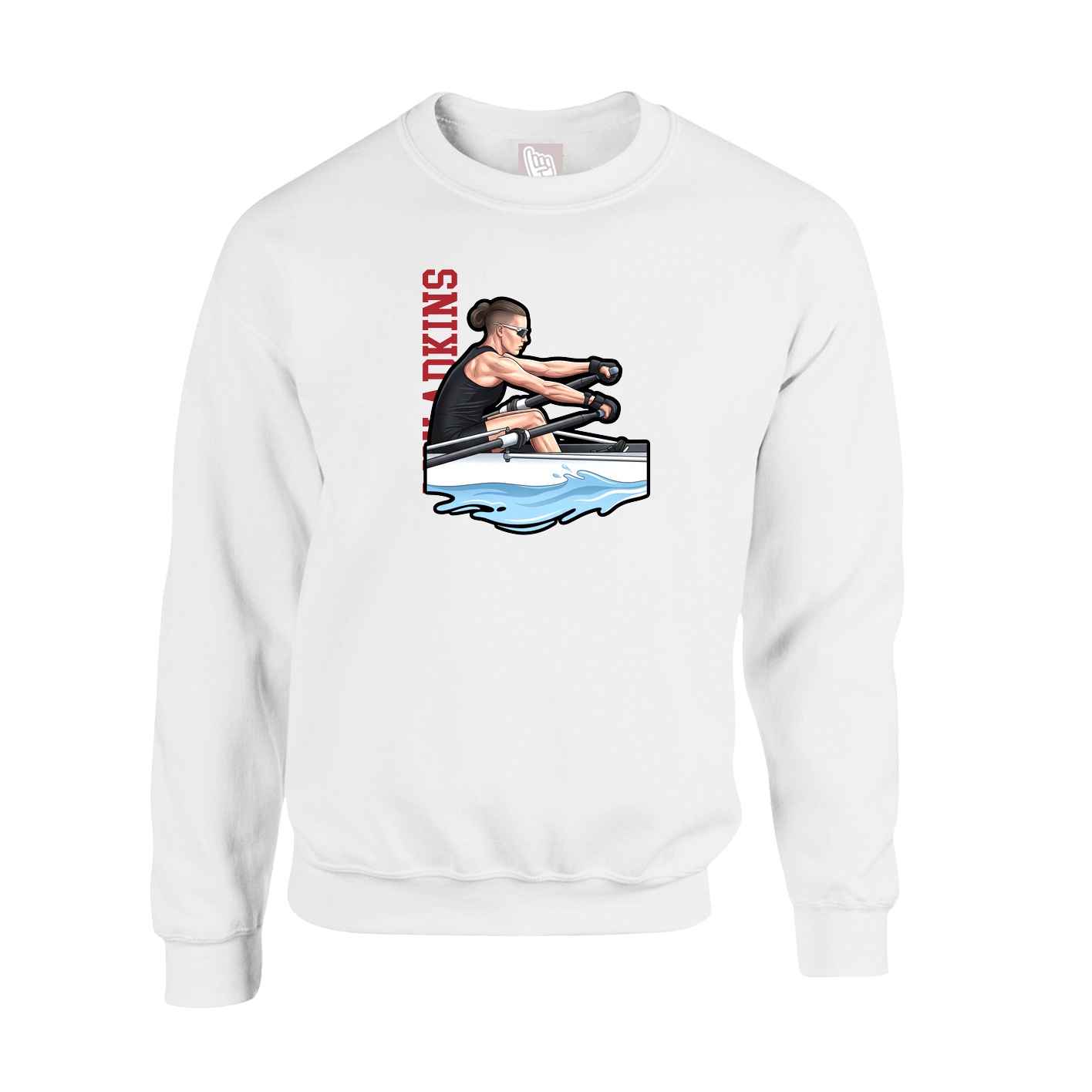Fleece Crew — Name Vertical in White