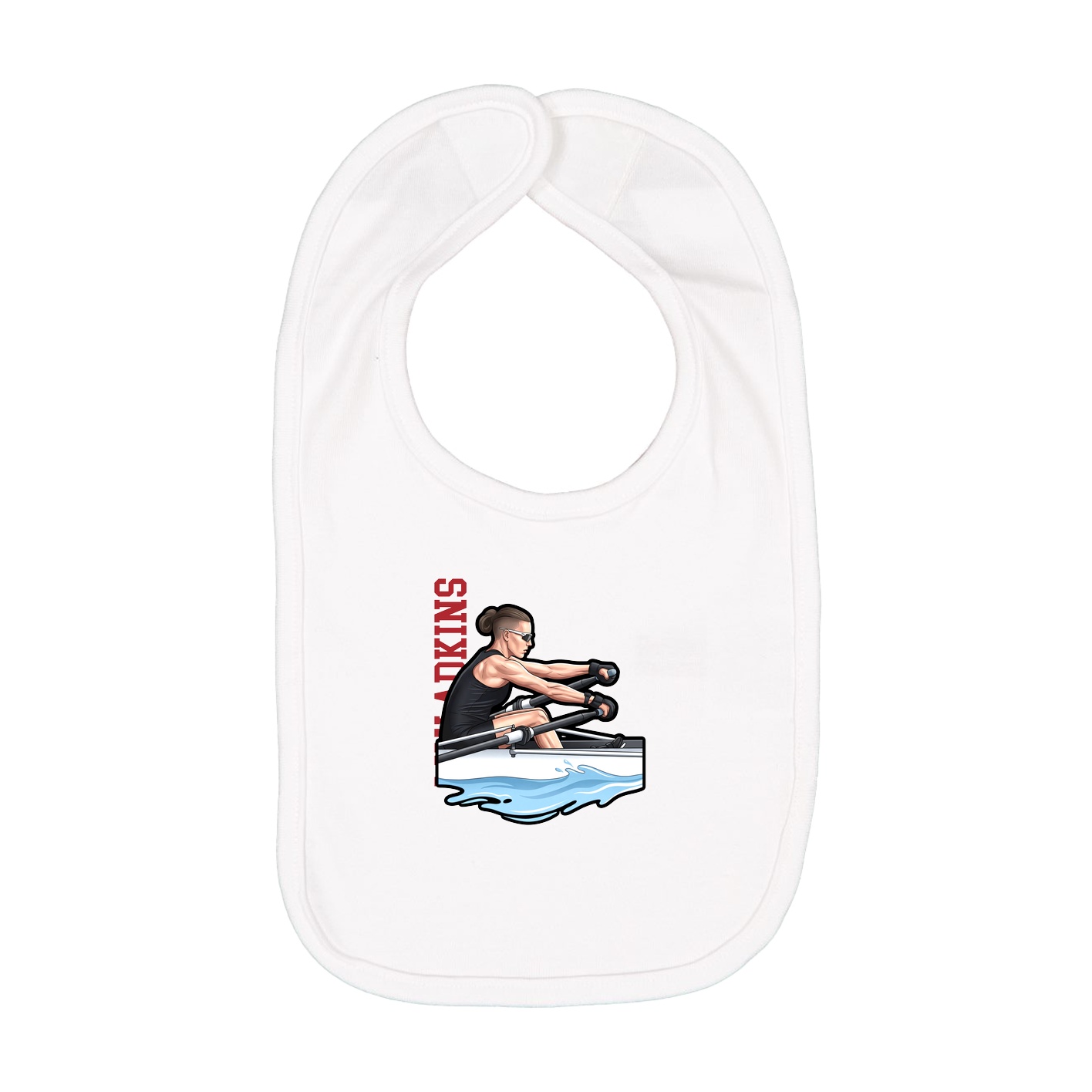 Infant Bib — Name Vertical in White