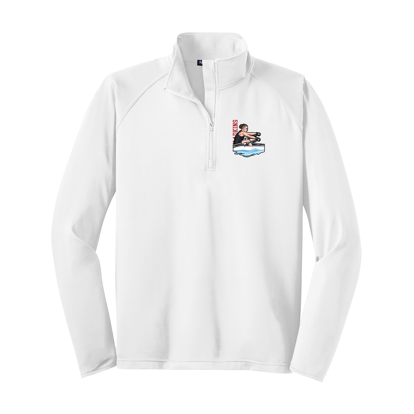 Q-Zip Pullover — Name Vertical in White
