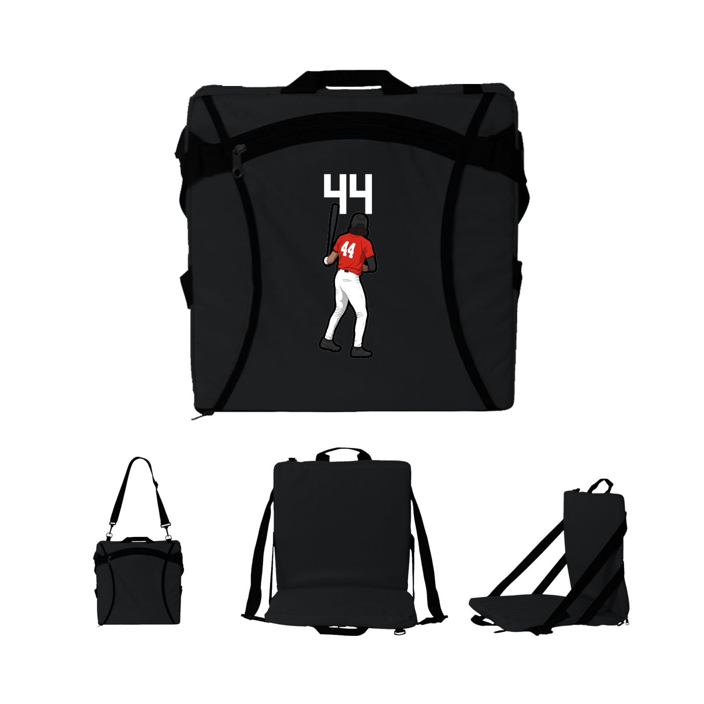 Folding Stadium Seat — Number Top in Black
