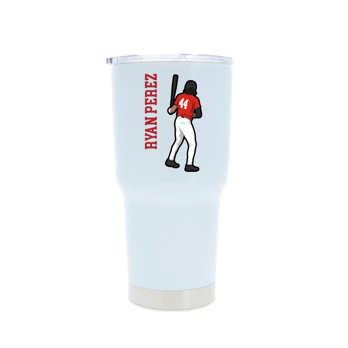 30oz Stainless Steel Tumbler — Name Vertical in White