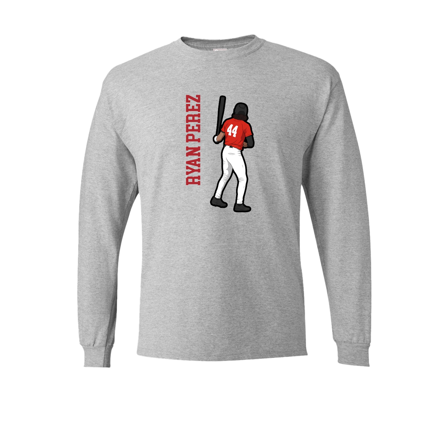 Long Sleeve Tee — Name Vertical in Grey
