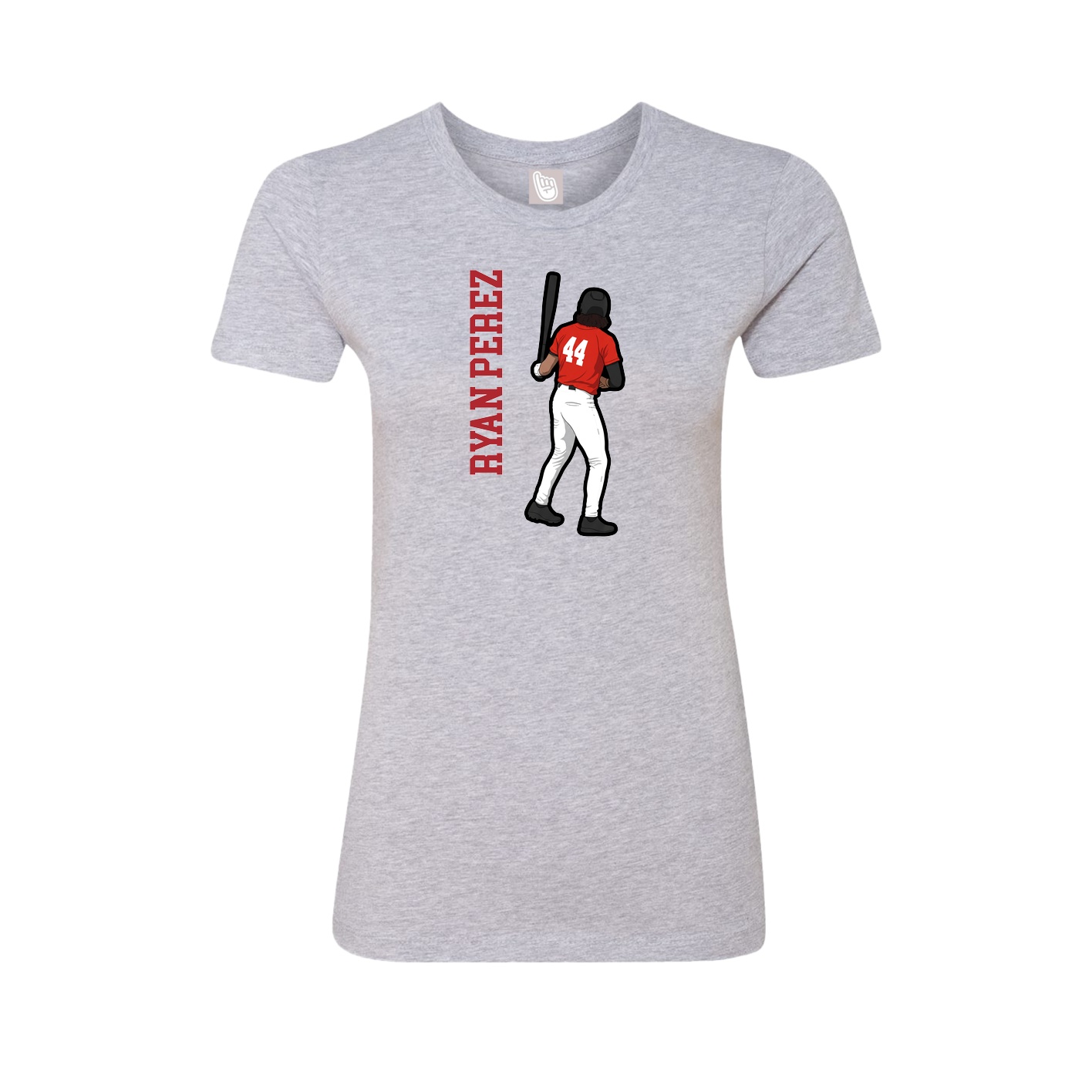 Fitted Women's Tee — Name Vertical in Grey