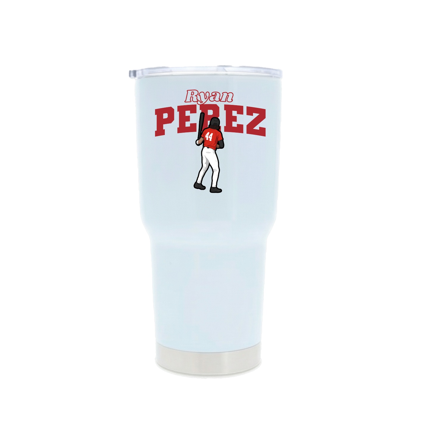 30oz Stainless Steel Tumbler — Name Arch in White
