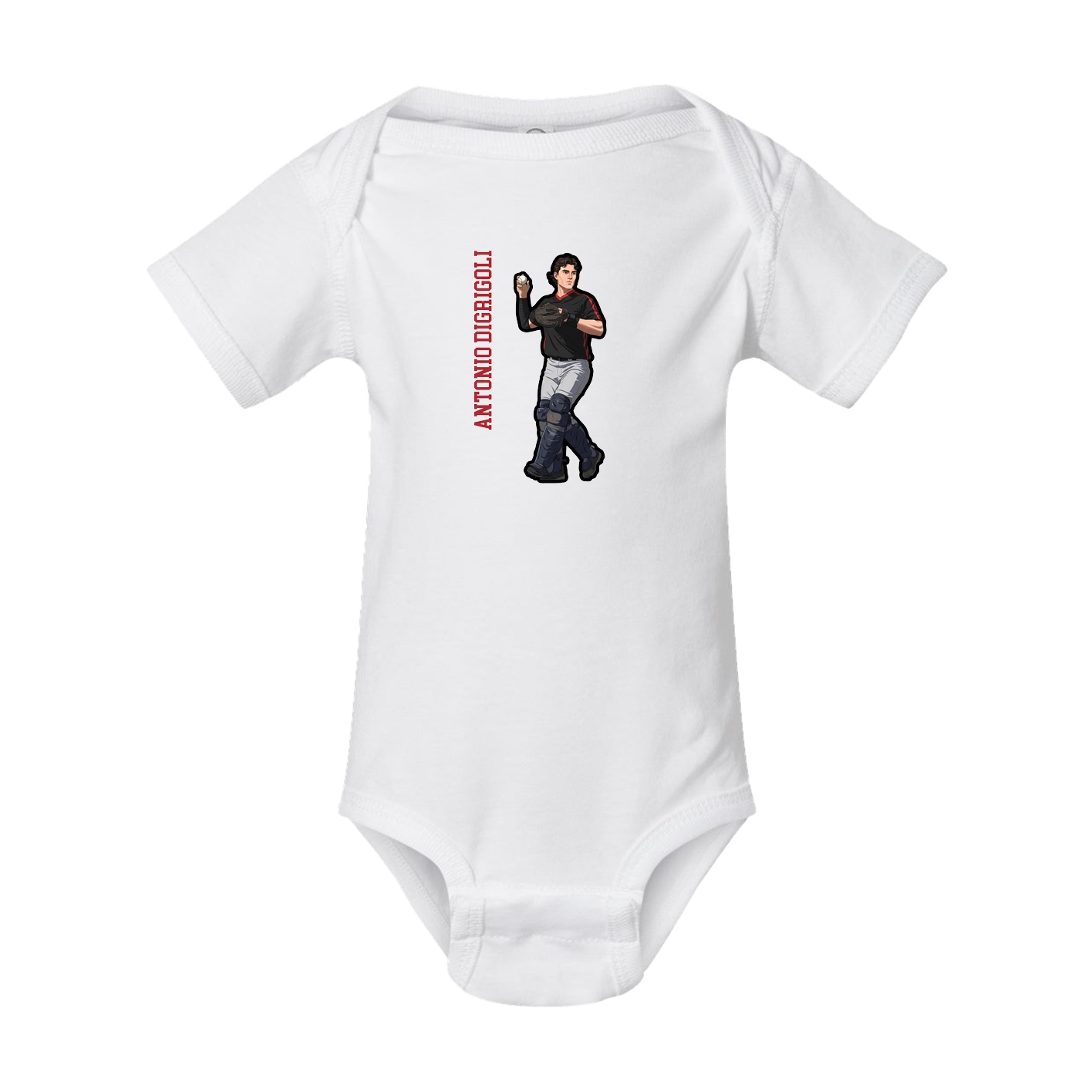 Baby Onesie — Name Vertical in White