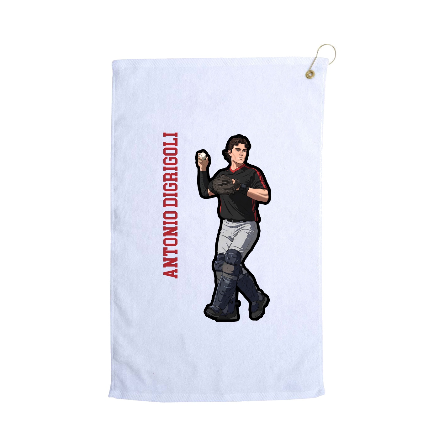 Golf Towel — Name Vertical in White