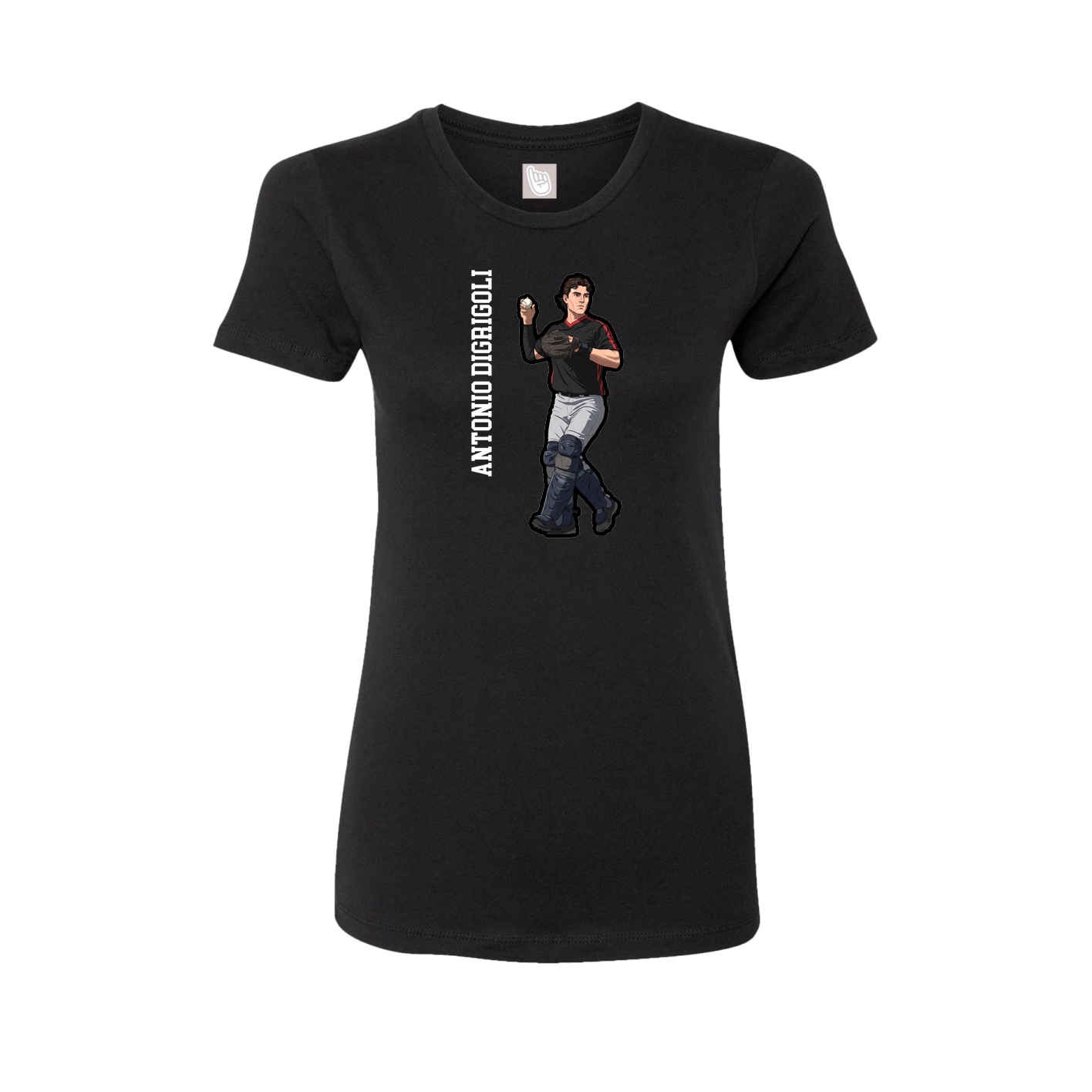 Womens Tee — Name Vertical in Black