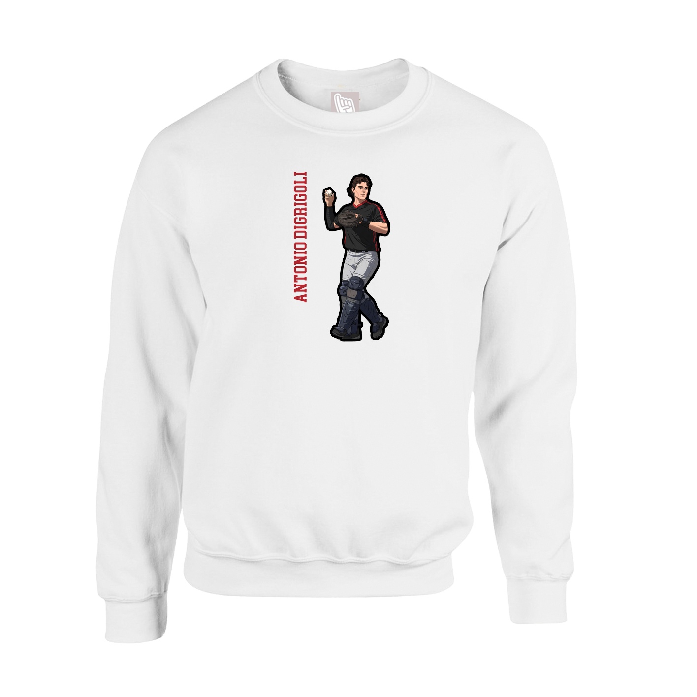 Fleece Crew — Name Vertical in White