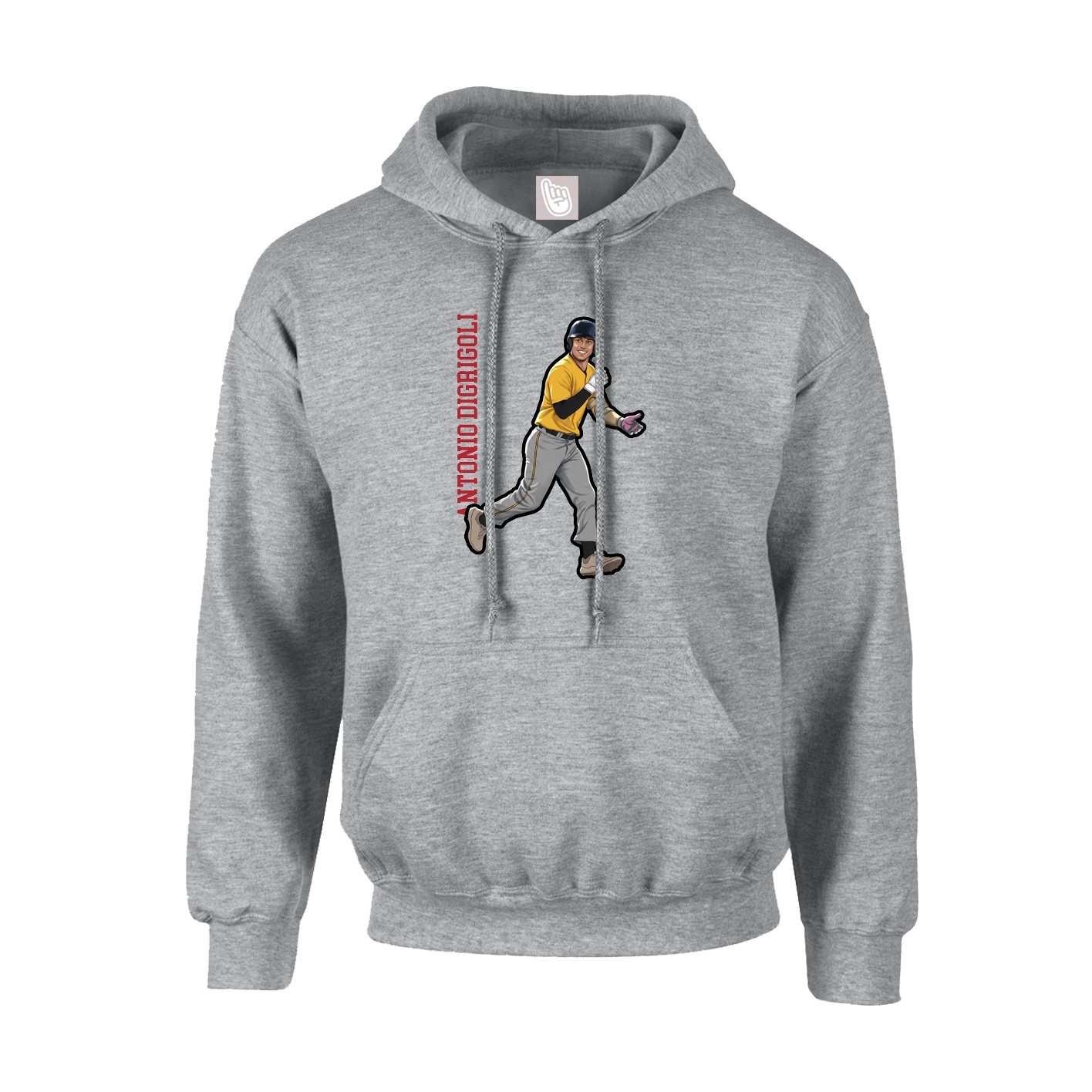 Hoodie — Name Vertical in Grey