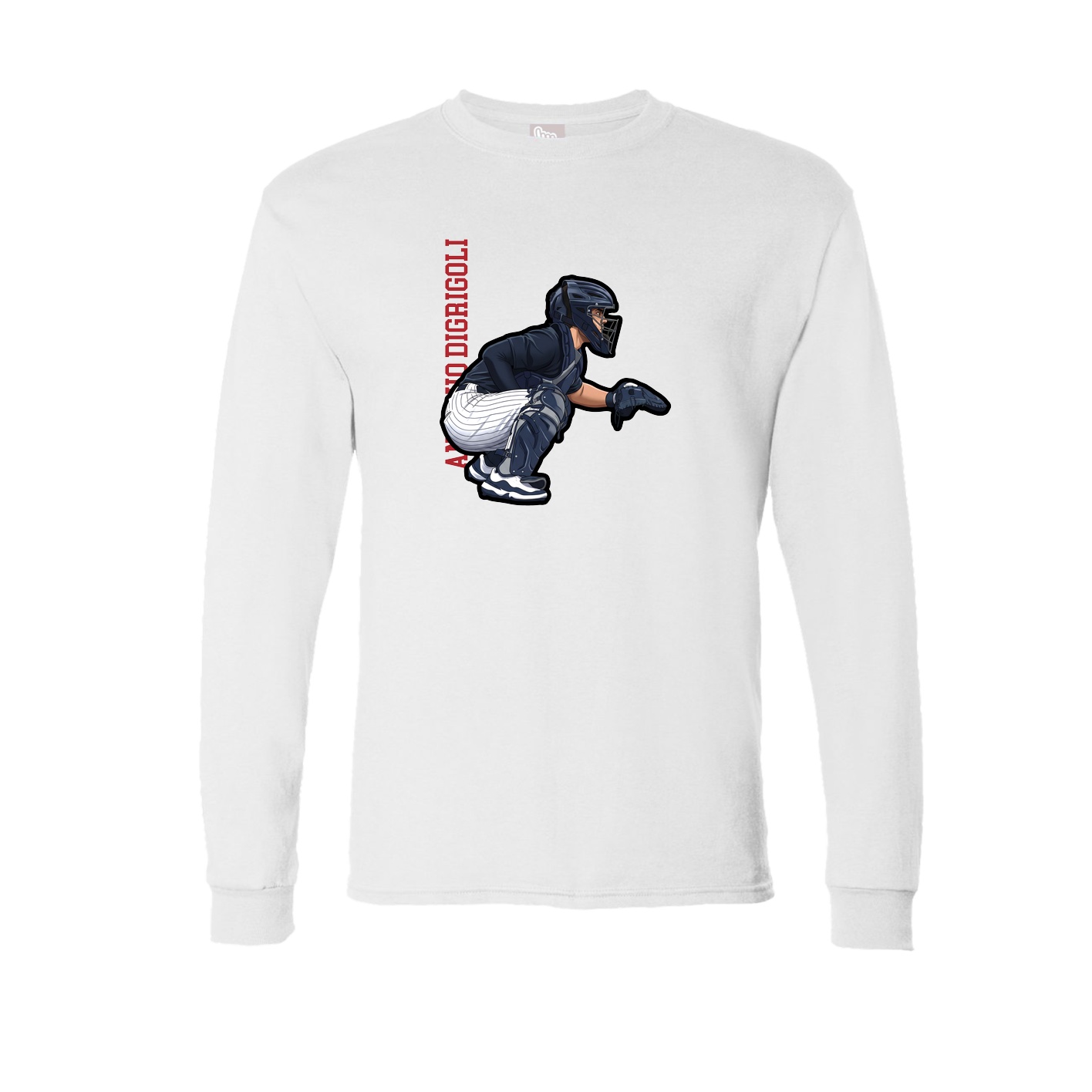 Long Sleeve Tee — Name Vertical in White