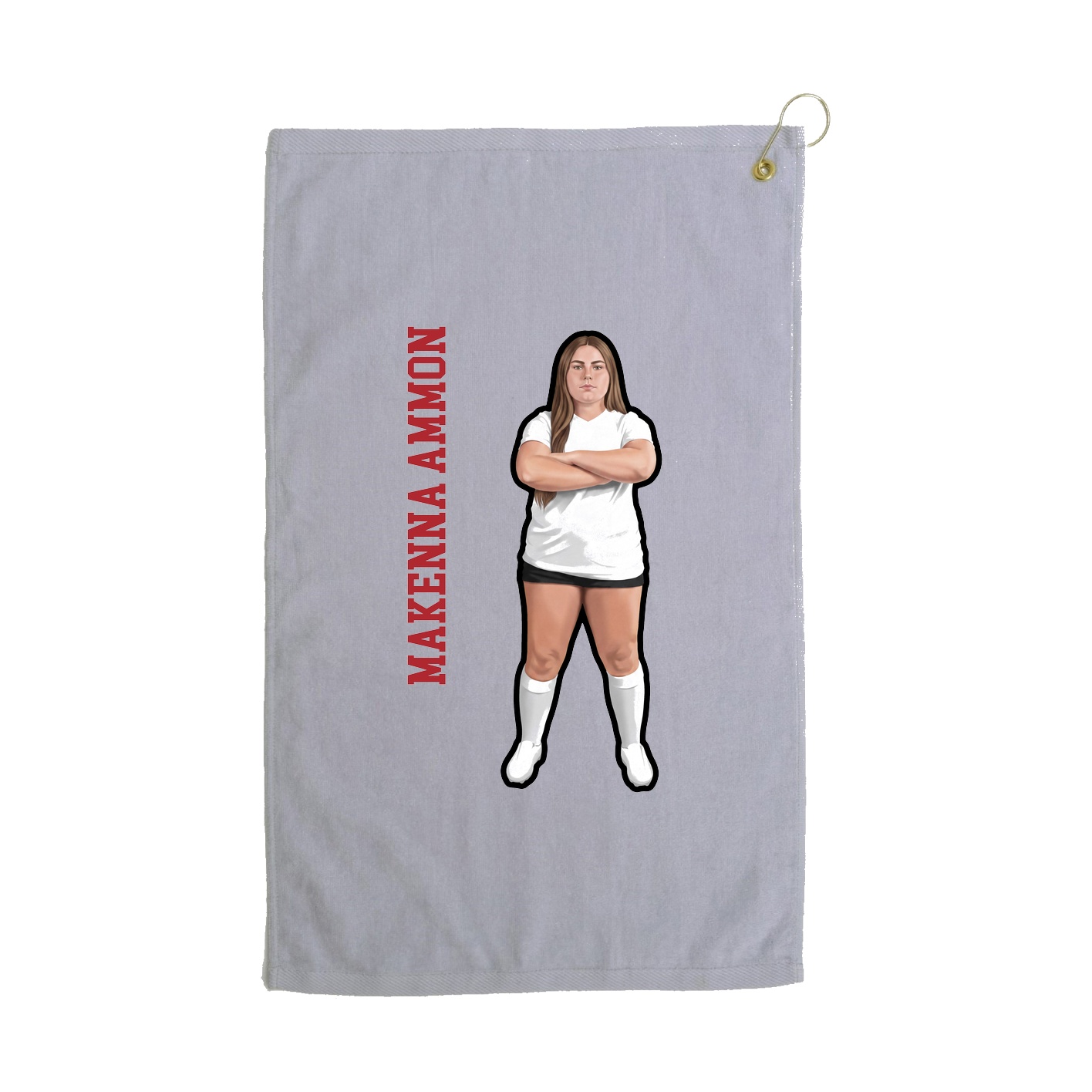 Golf Towel — Name Vertical in Grey