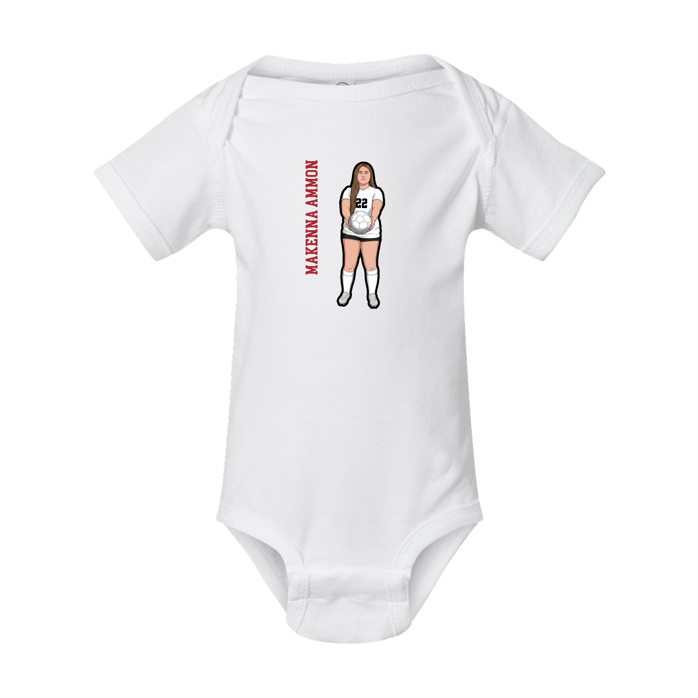 Baby Onesie — Name Vertical in White