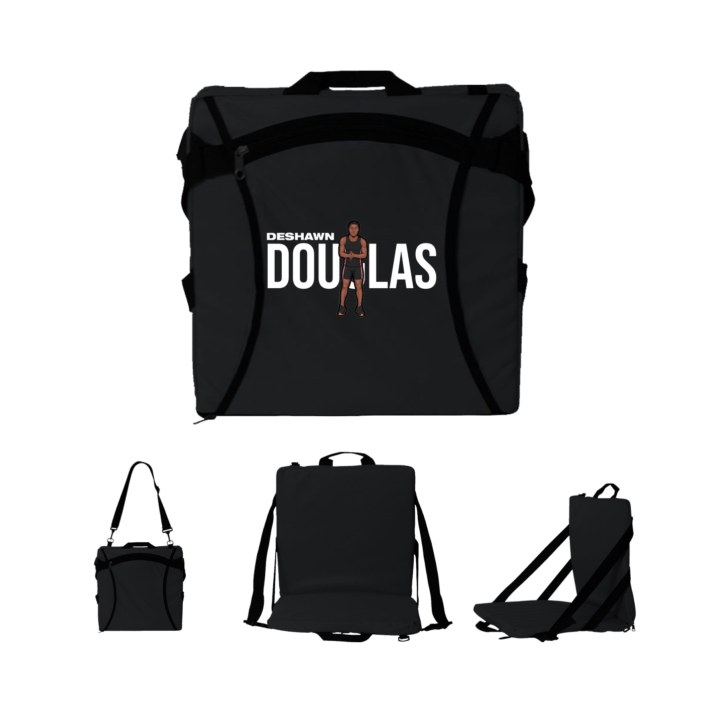 Folding Stadium Seat — Player Name in Black