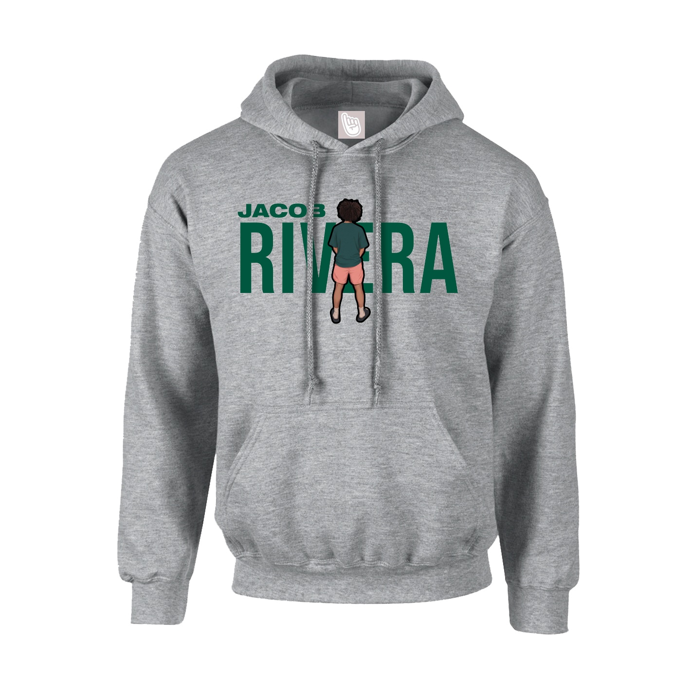 Youth Hoodie — Player Name in Grey