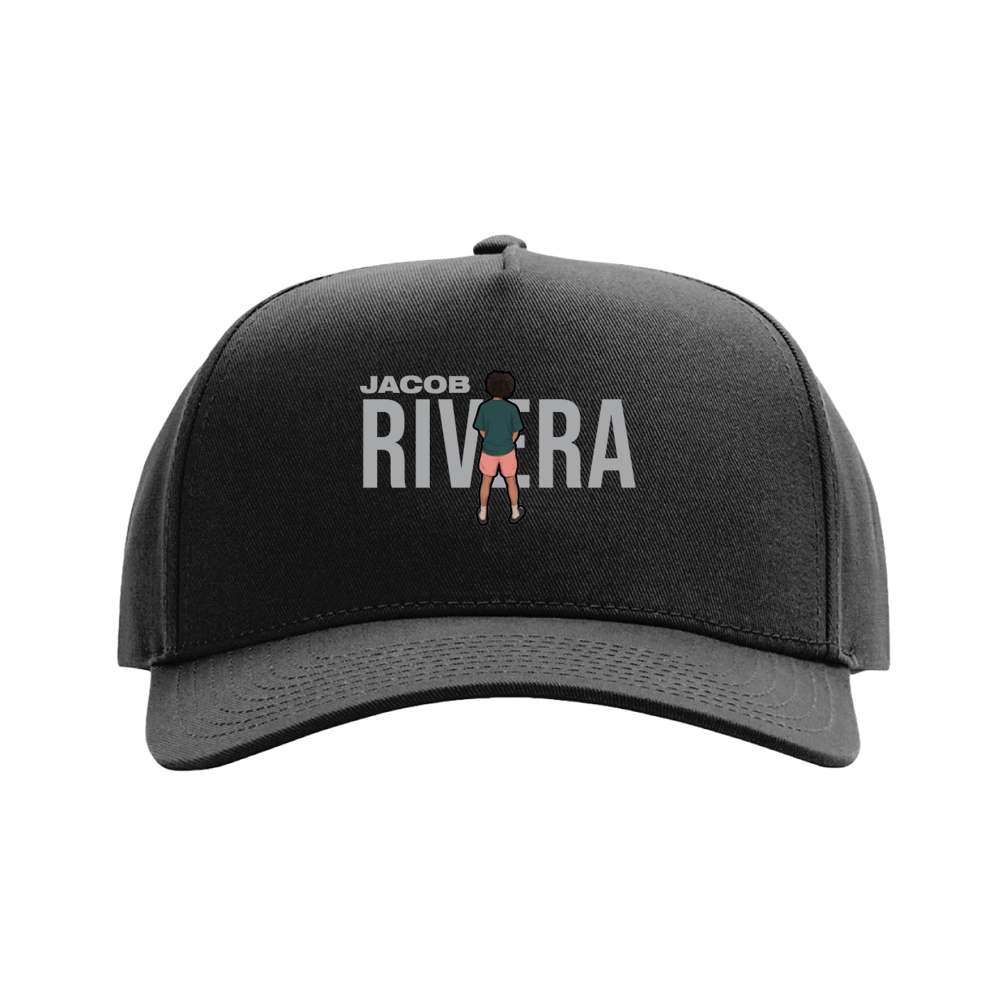 Full Fabric Five-Panel Champ Cap — Player Name in Black