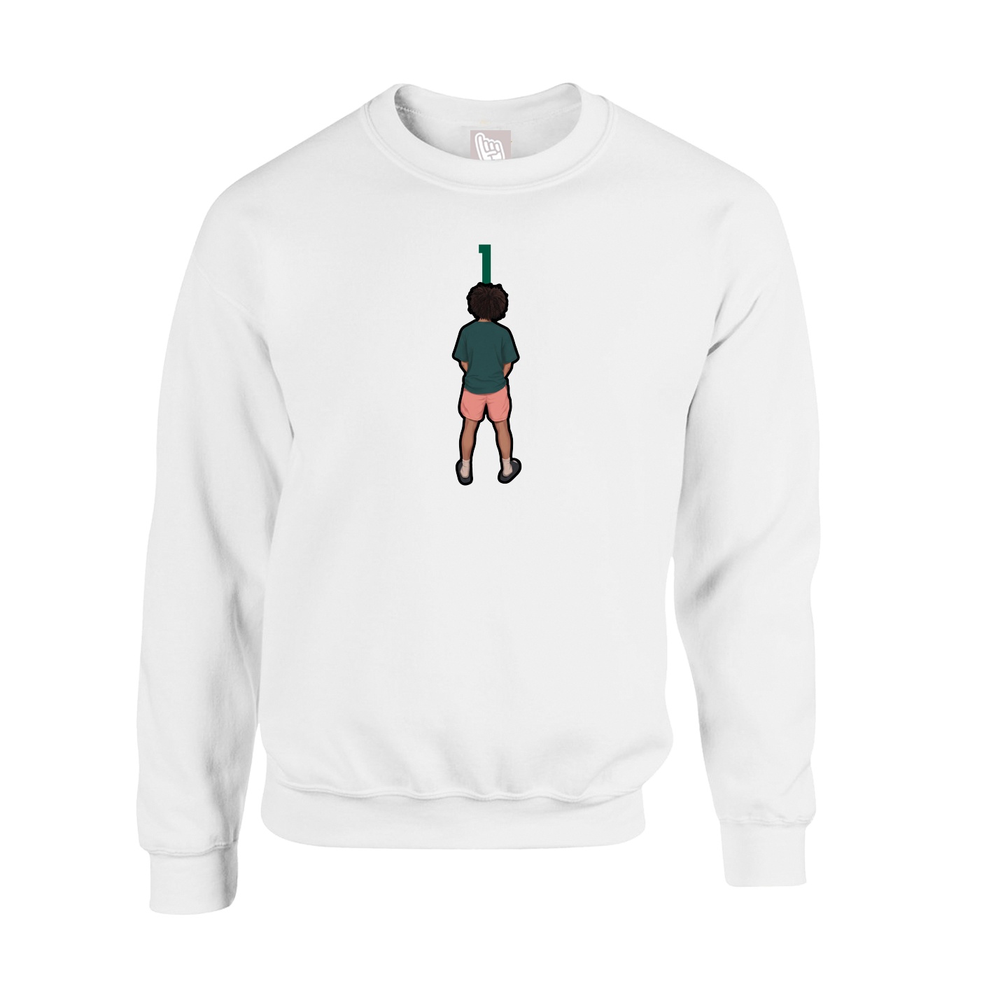 Fleece Crew — Number Top in White