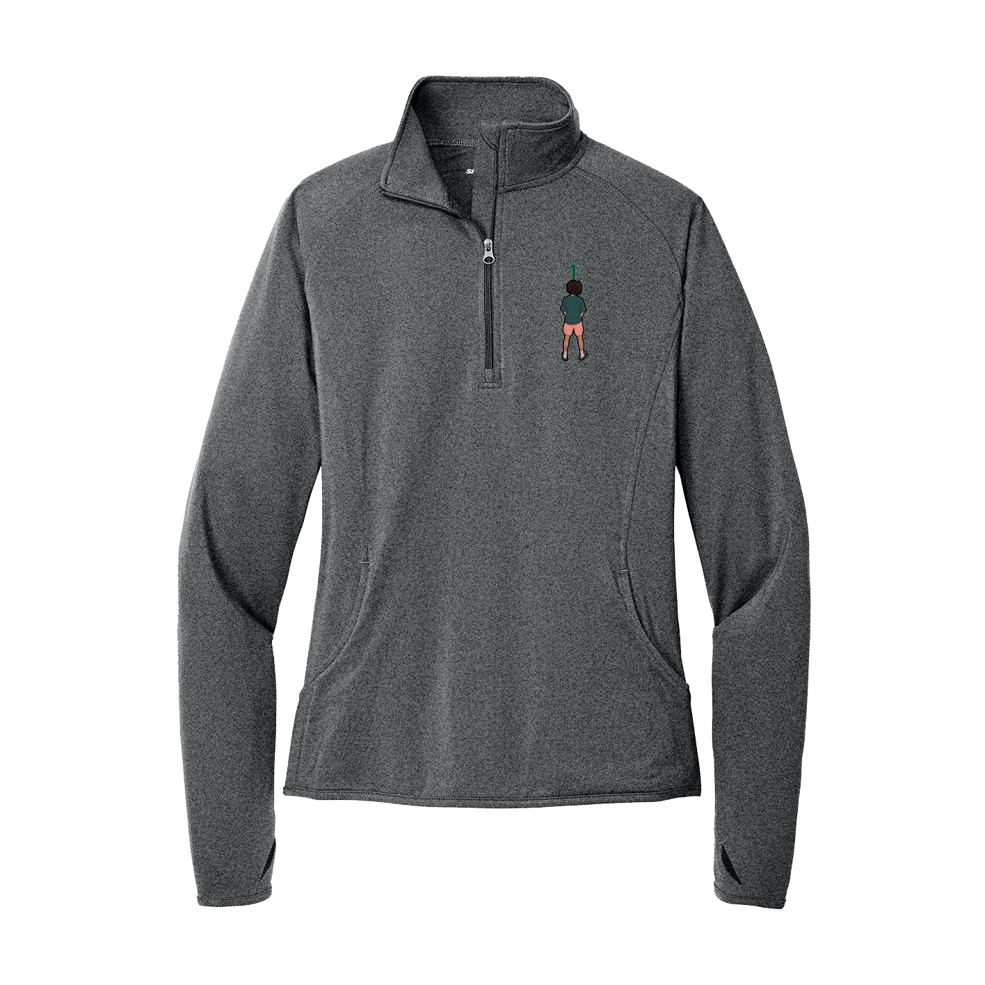 Women's Q-Zip Pullover — Number Top in Grey