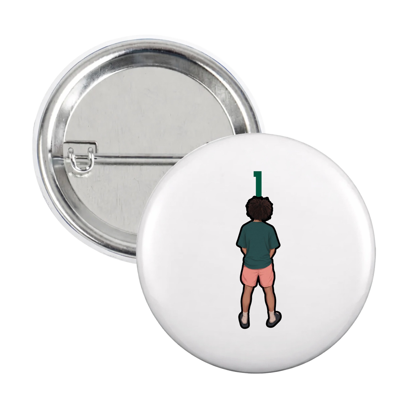 Game Day Button — Number Top in White