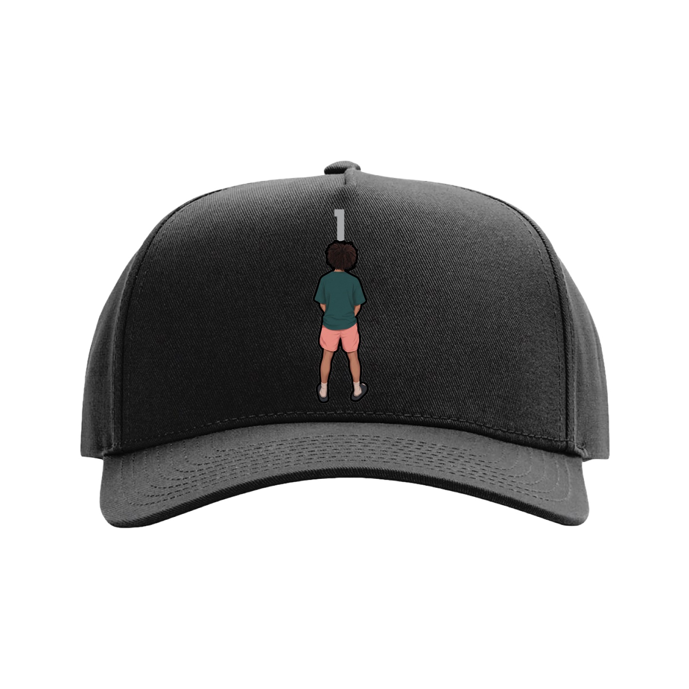 Full Fabric Five-Panel Champ Cap — Number Top in Black