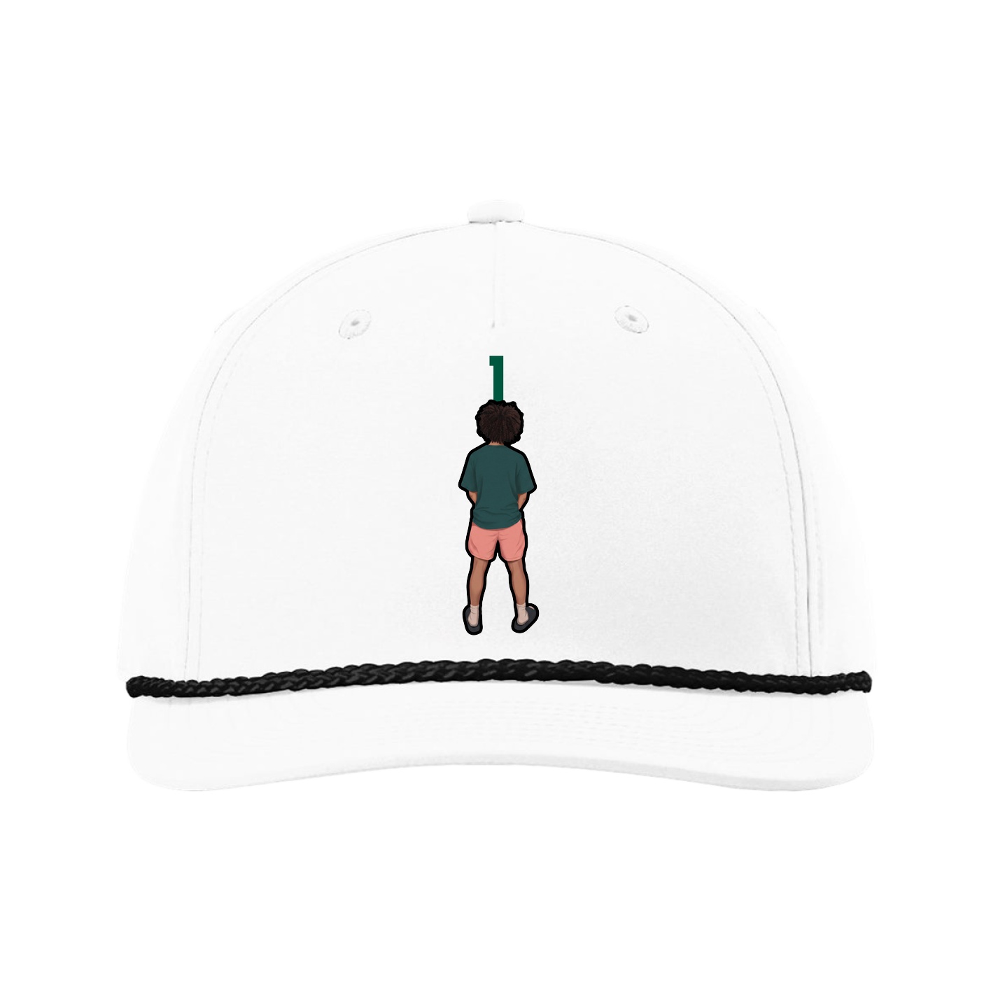 Five-Panel Classic Rope Cap — Number Top in White