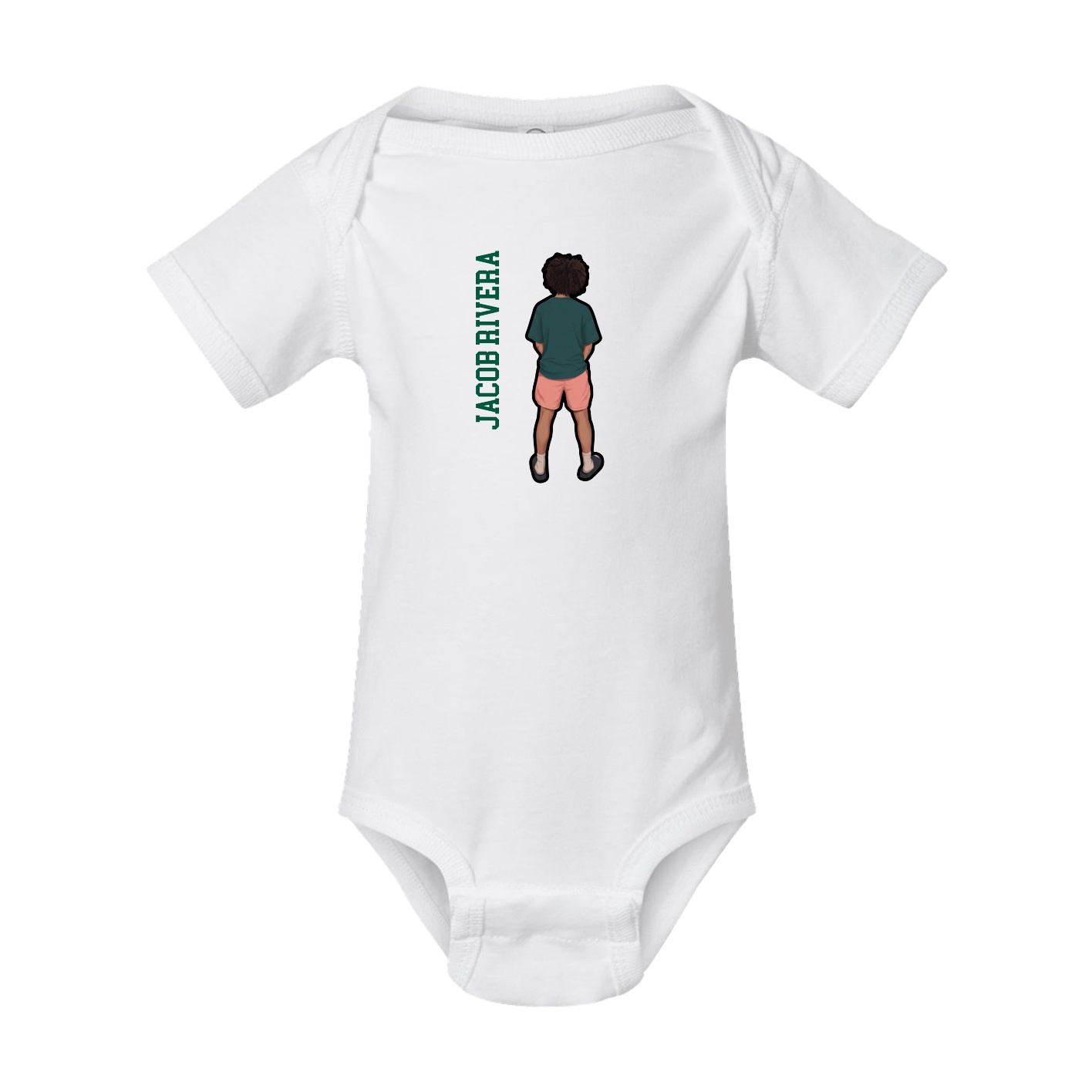 Baby Onesie — Name Vertical in White
