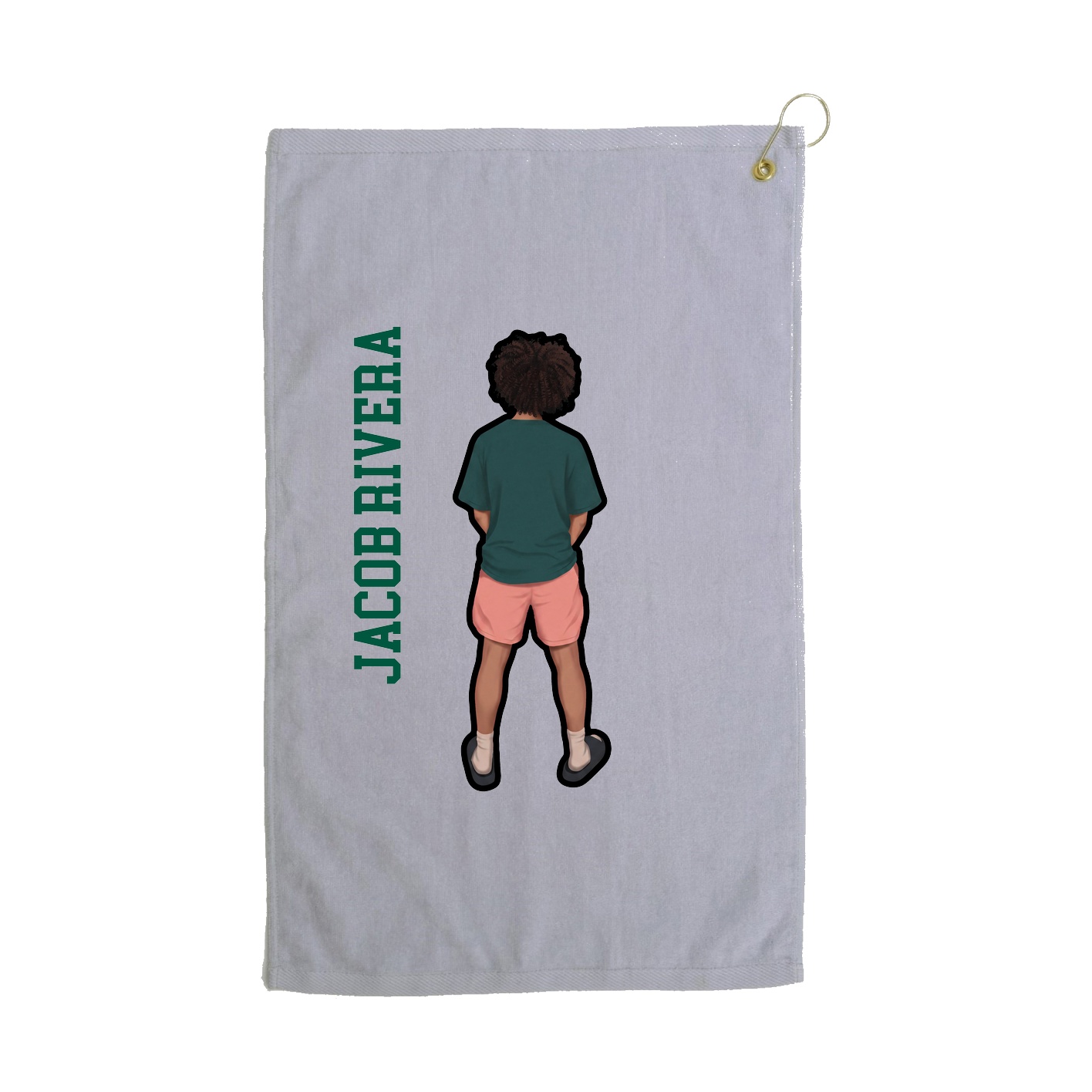 Golf Towel — Name Vertical in Grey