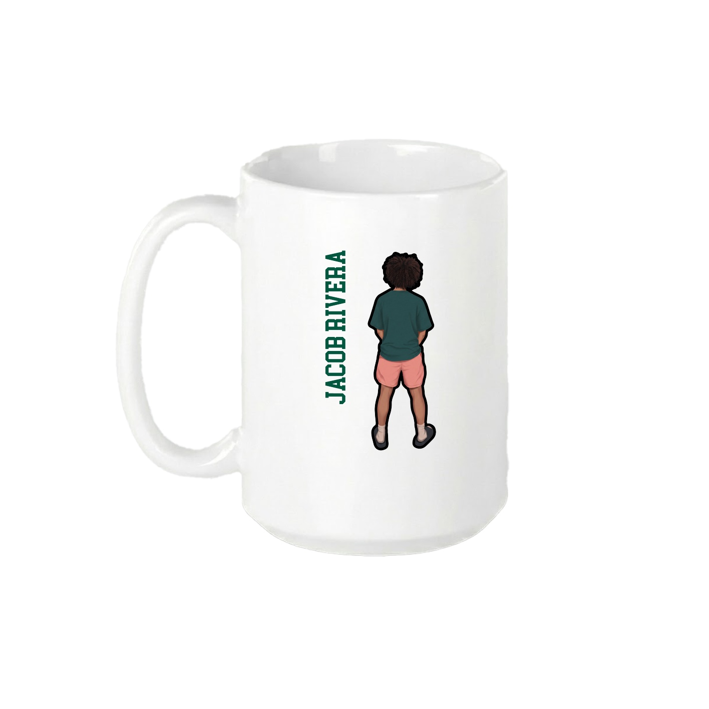 15oz Coffee Mug — Name Vertical in White