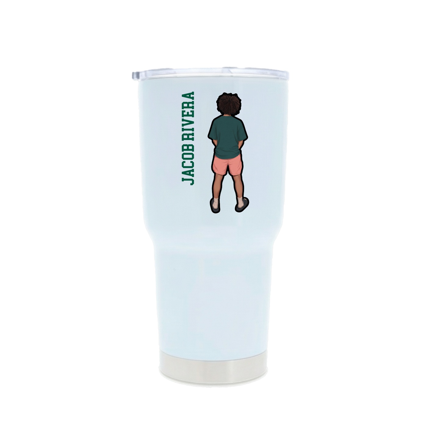 30oz Stainless Steel Tumbler — Name Vertical in White