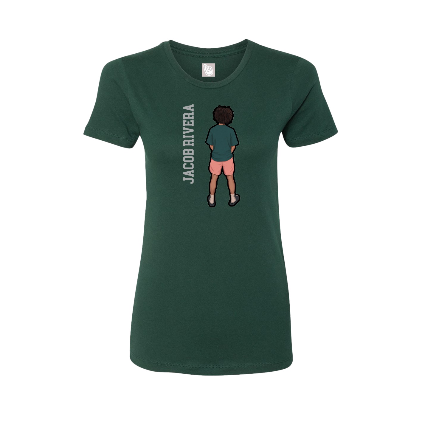 Fitted Women's Tee — Name Vertical in Green