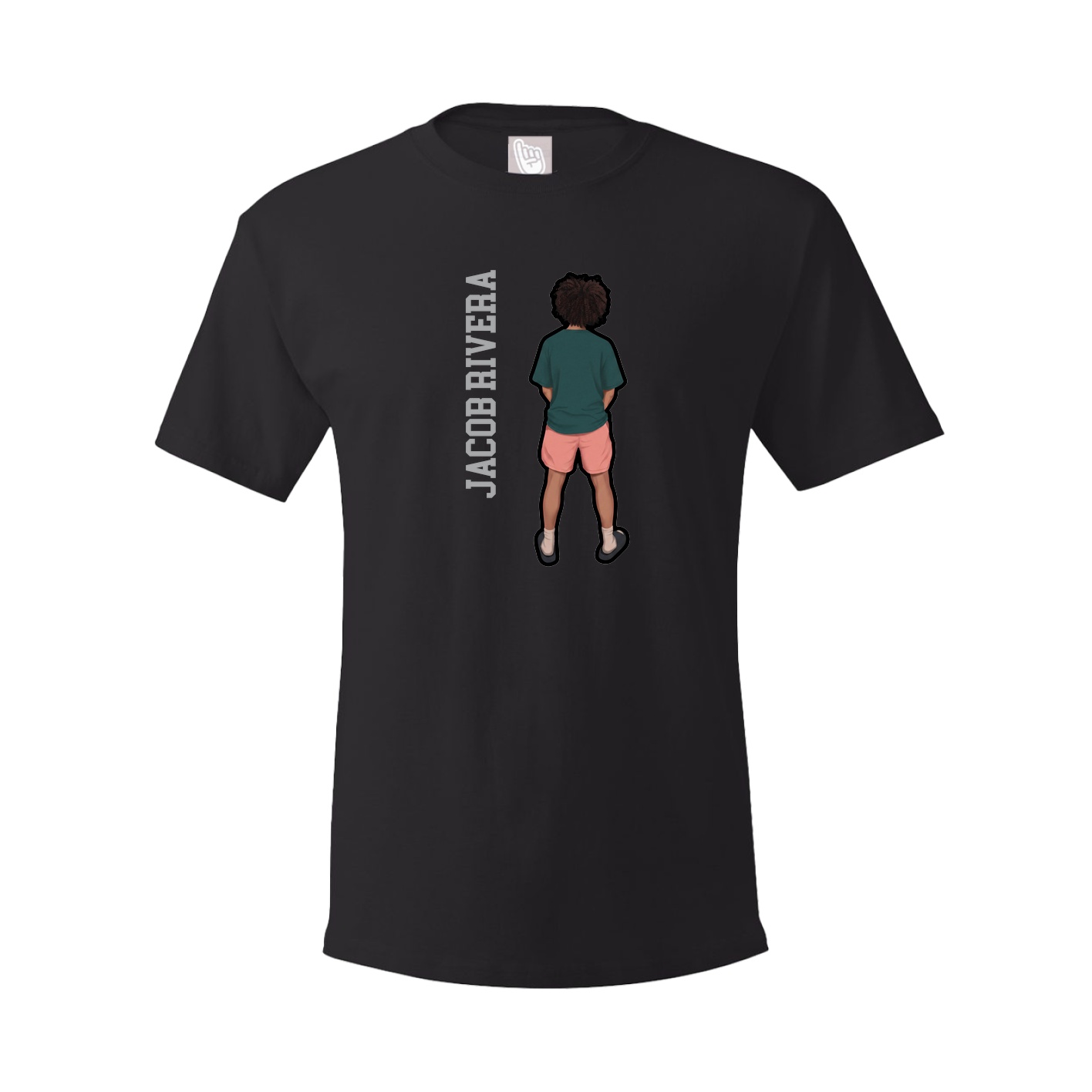 Youth Tee — Name Vertical in Black