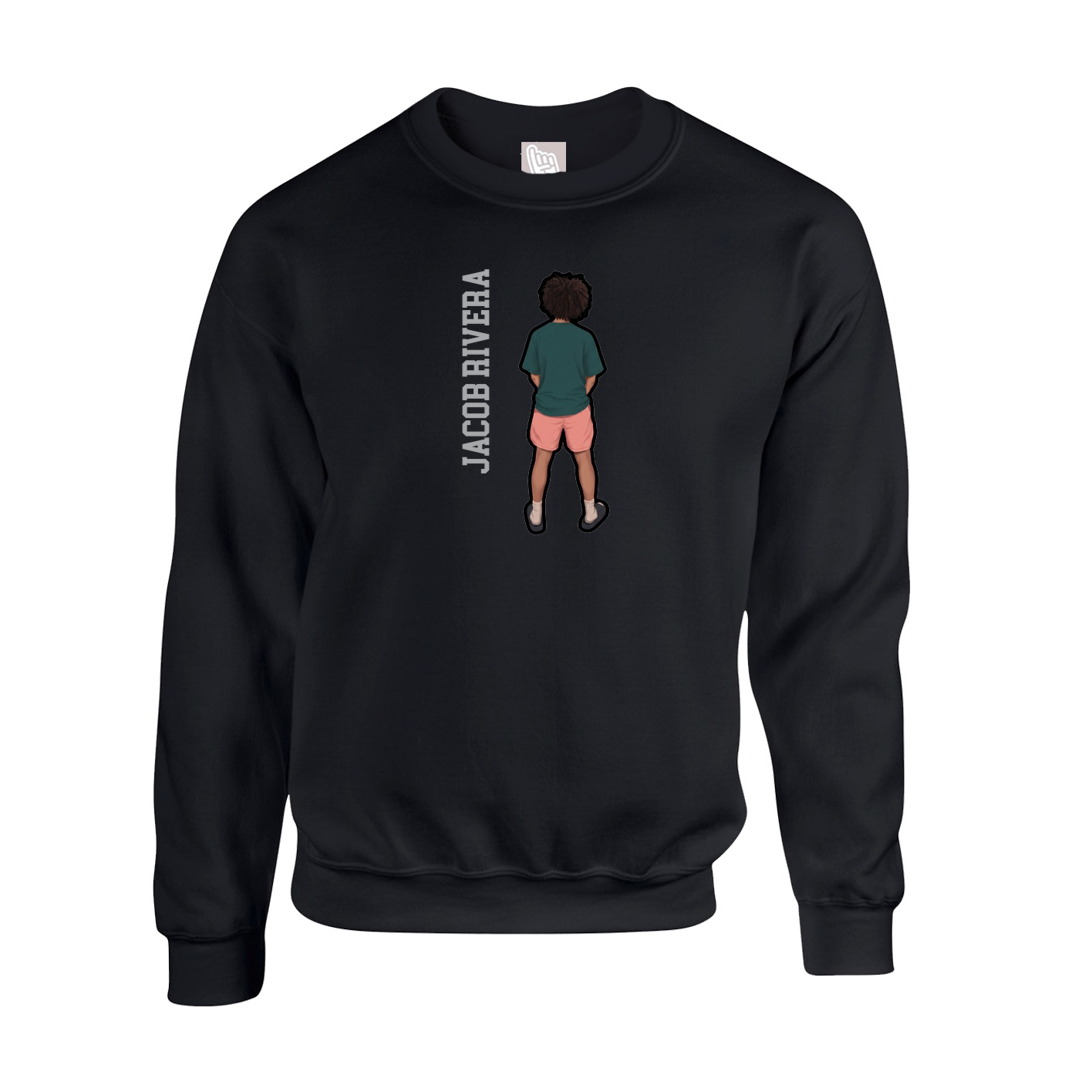 Fleece Crew — Name Vertical in Black
