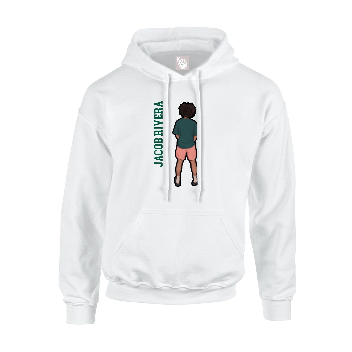 Youth Hoodie — Name Vertical in White