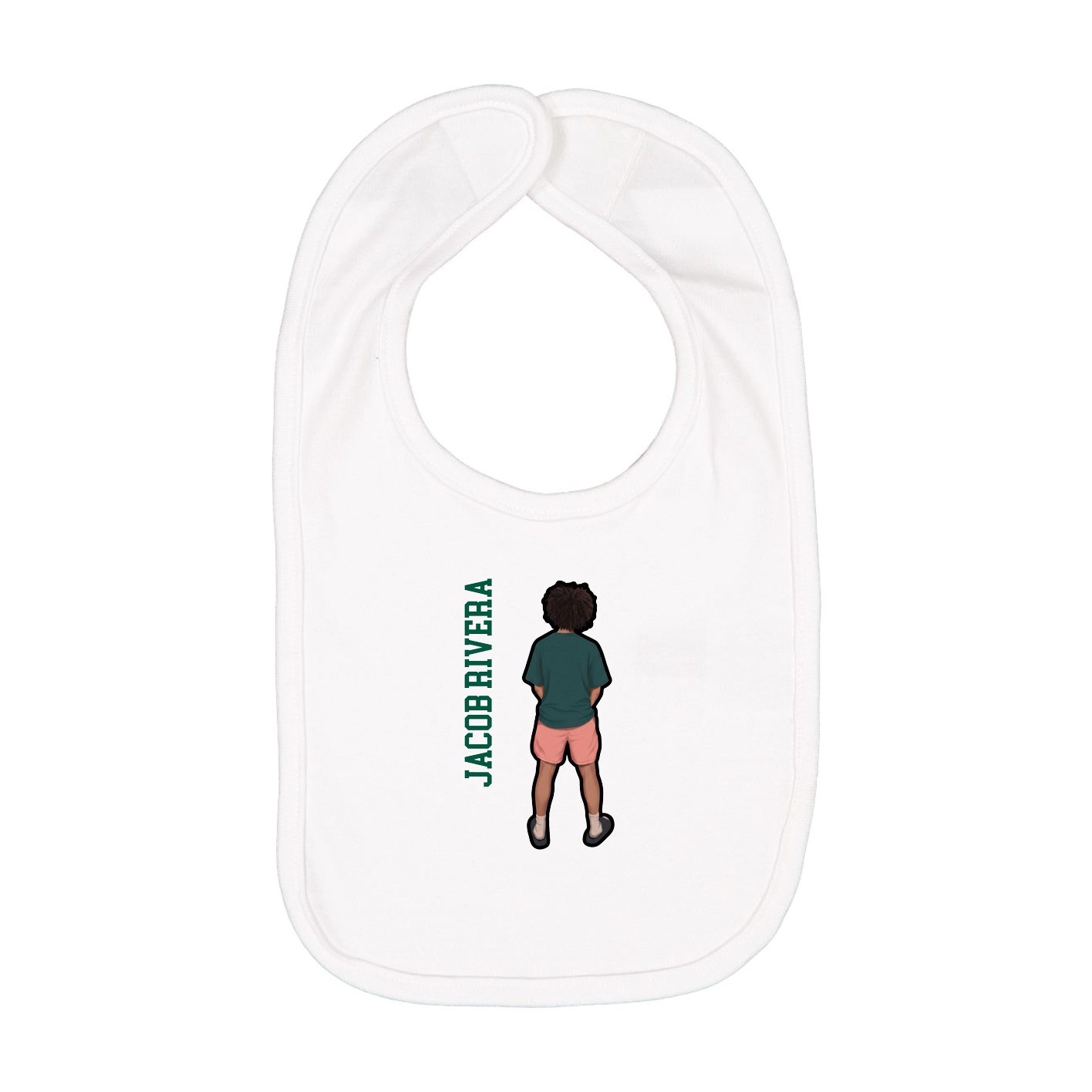 Infant Bib — Name Vertical in White