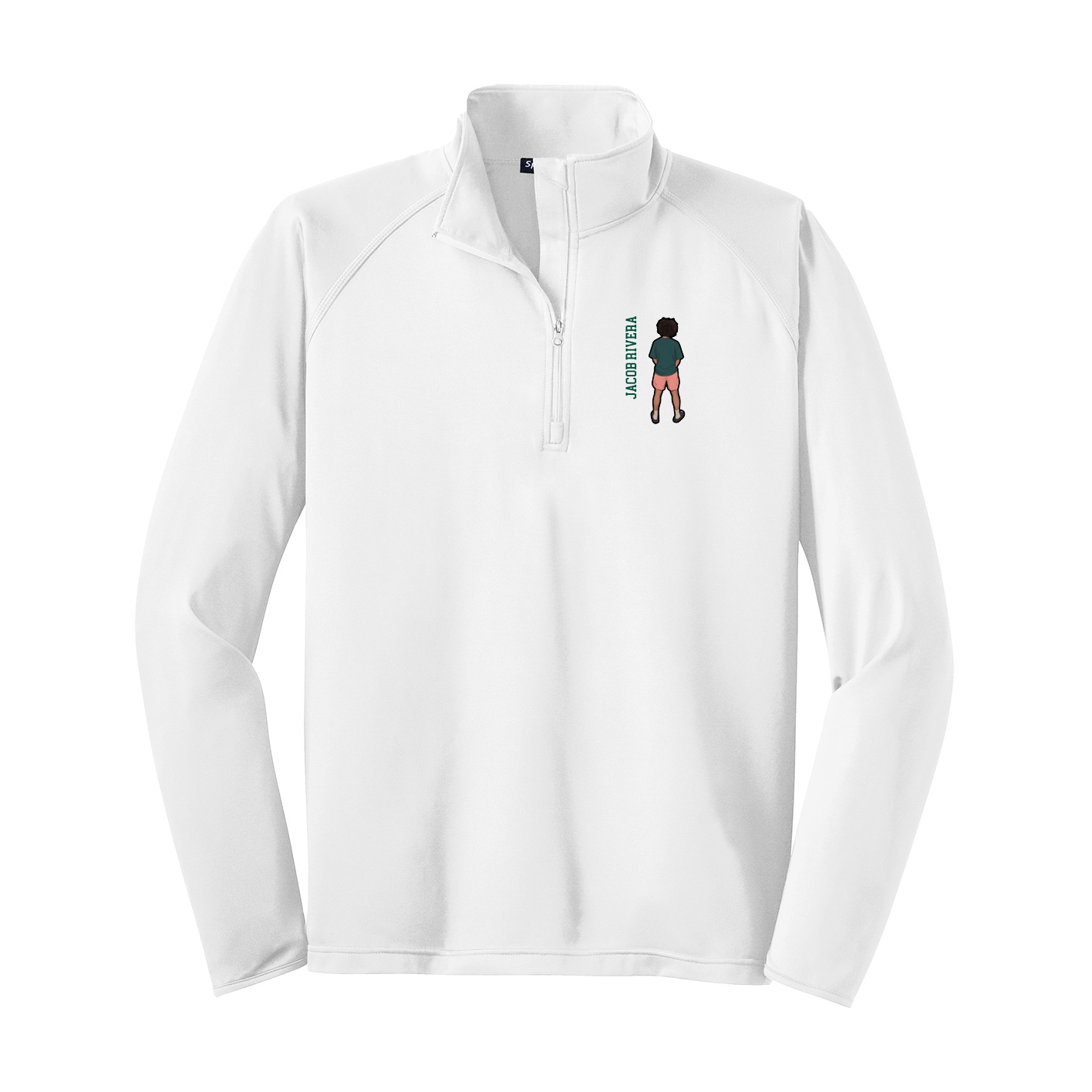 Q-Zip Pullover — Name Vertical in White