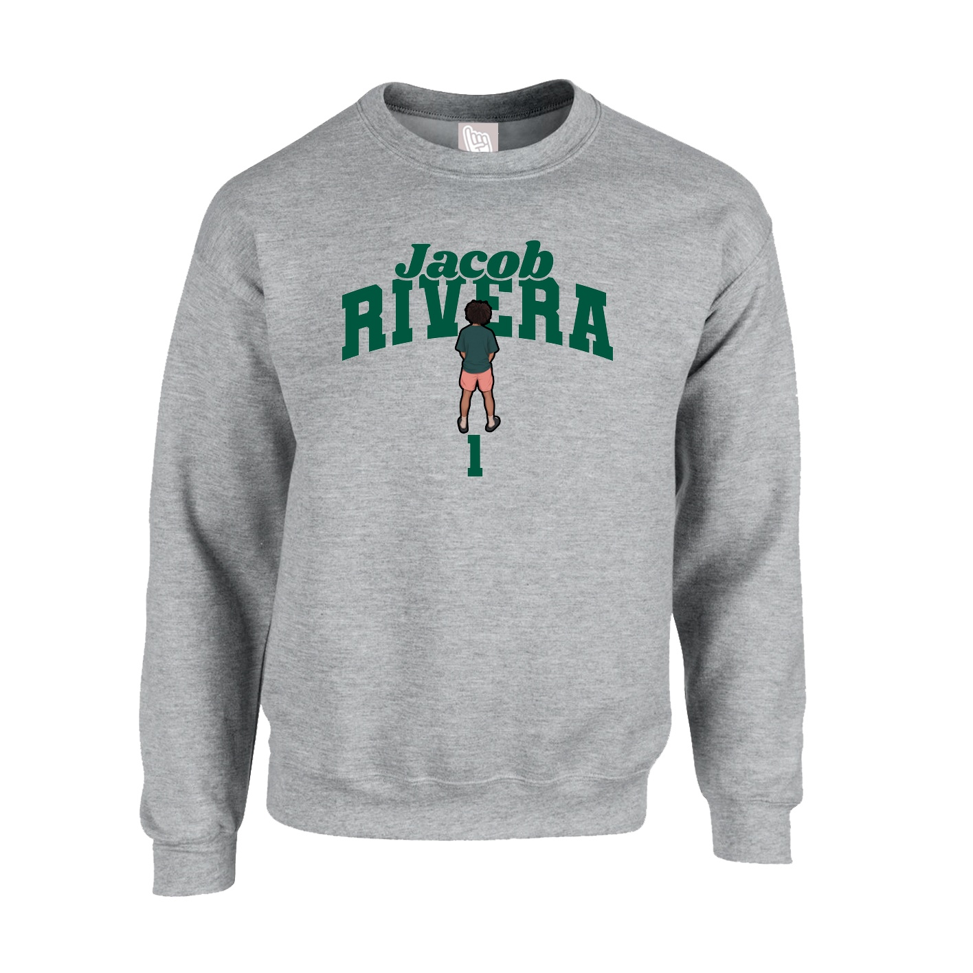 Fleece Crew — Signature Arch in Grey
