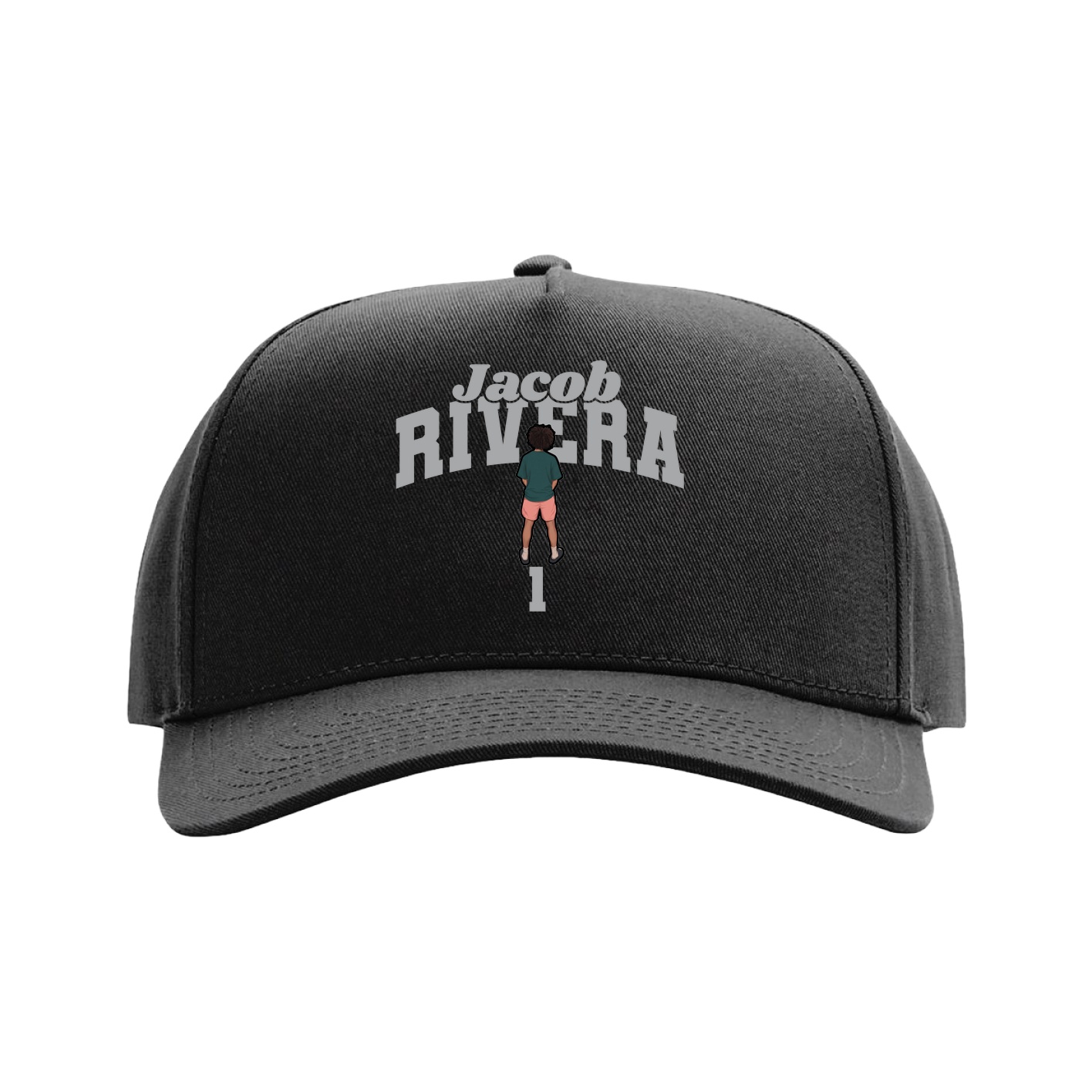 Full Fabric Five-Panel Champ Cap — Signature Arch in Black