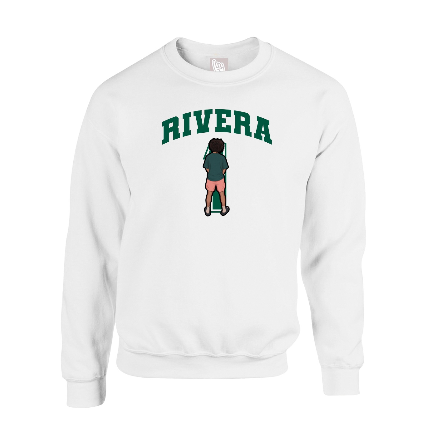 Fleece Crew — Number in White