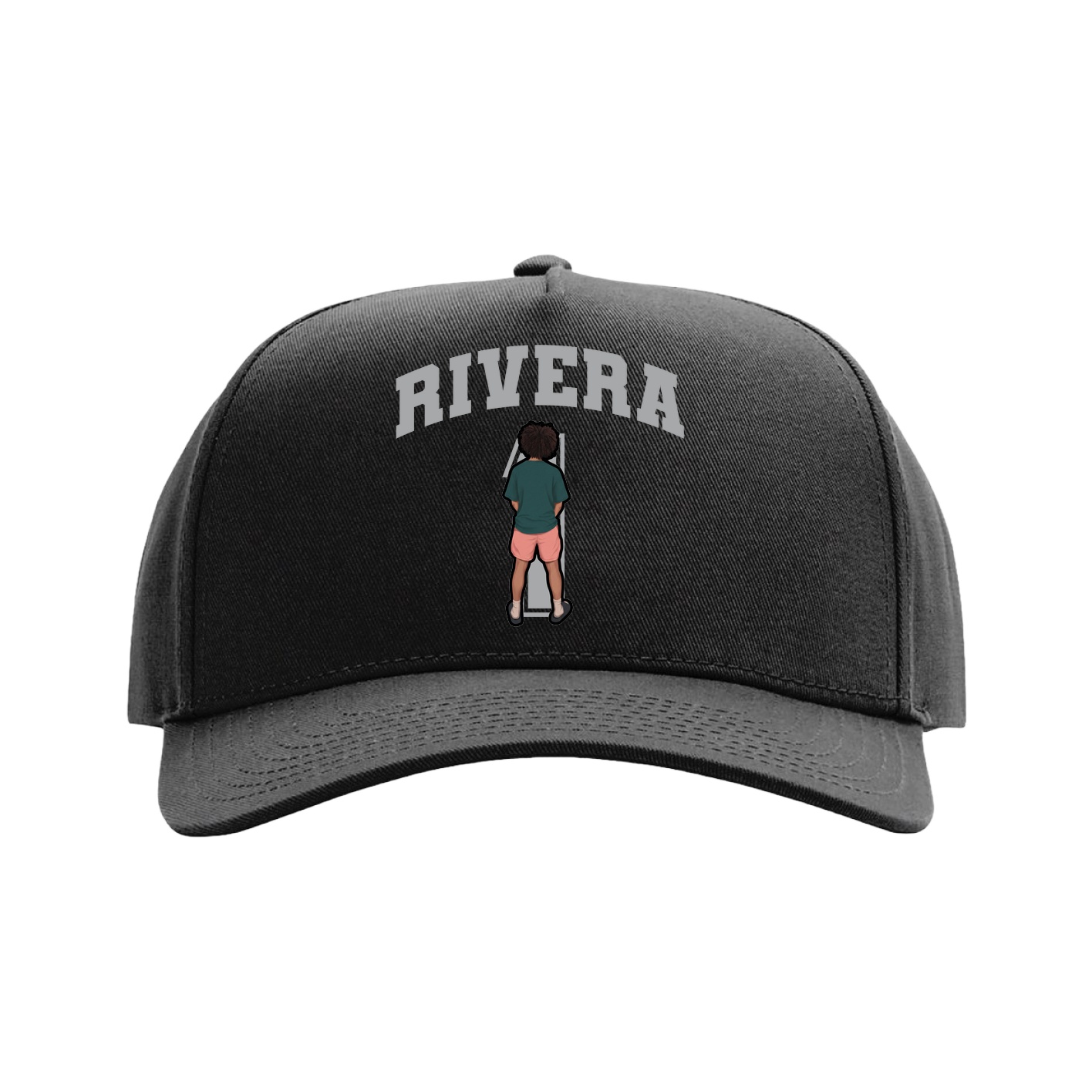 Full Fabric Five-Panel Champ Cap — Number in Black