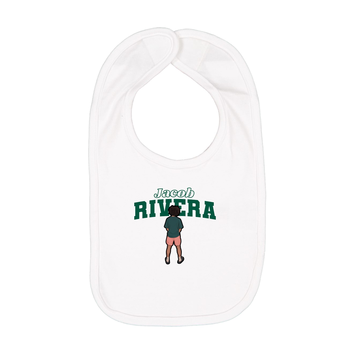 Infant Bib — Name Arch in White