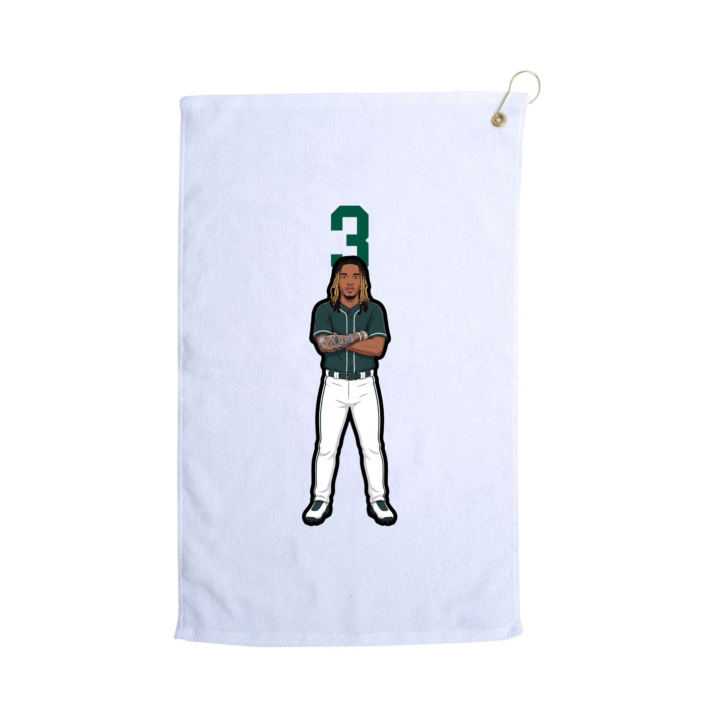 Golf Towel — Number Top in White